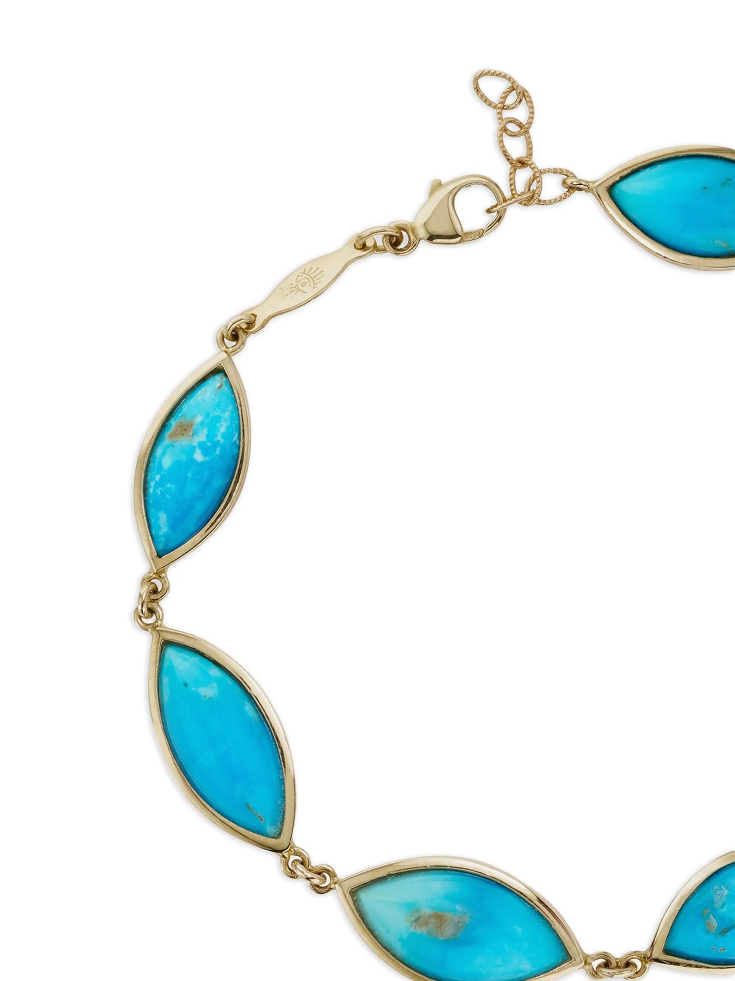 14K yellow gold marquise-bezel turquoise bracelet