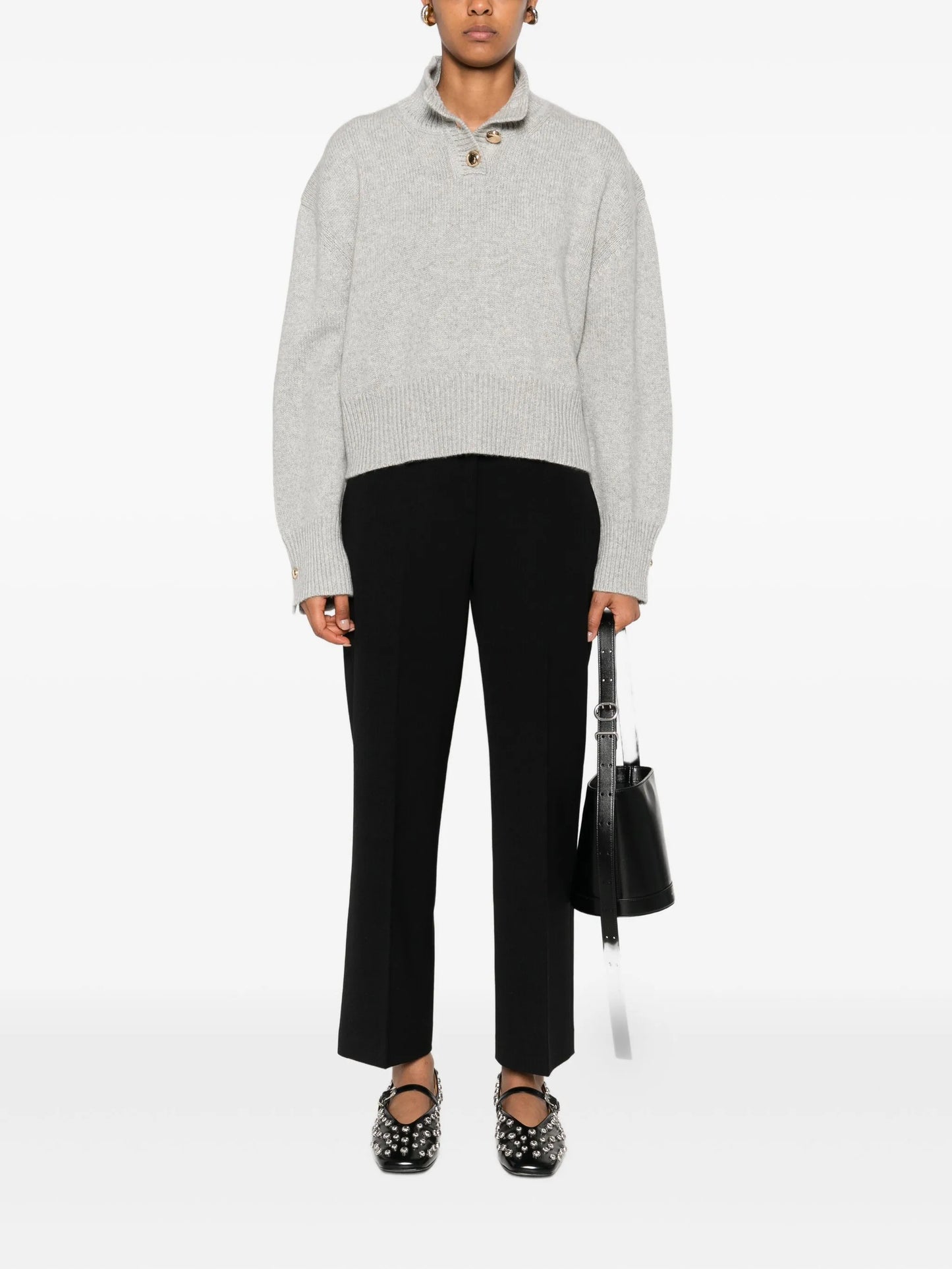 The Rowe high-neck button-front sweater
