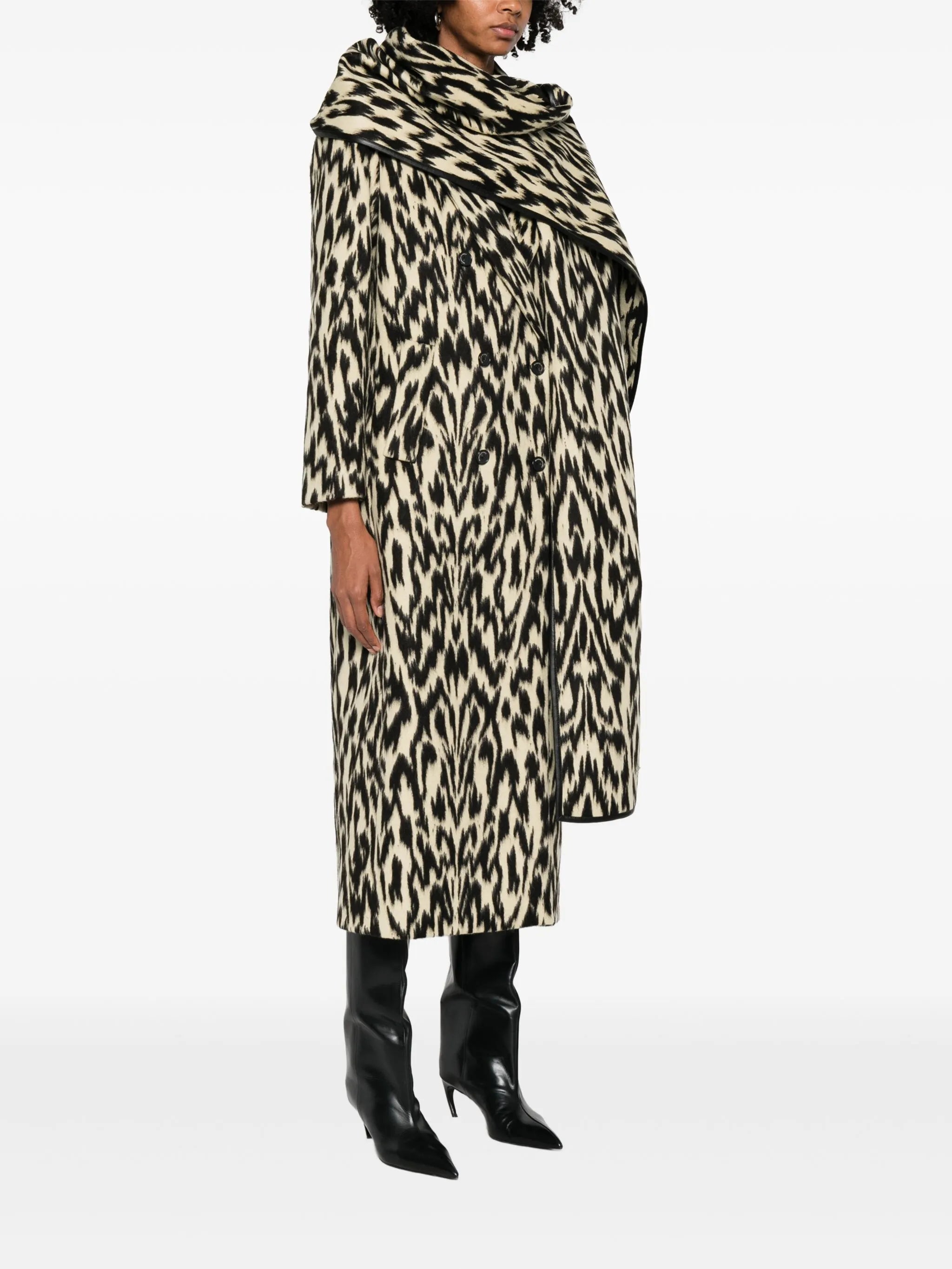 Demi double-breasted scarf coat