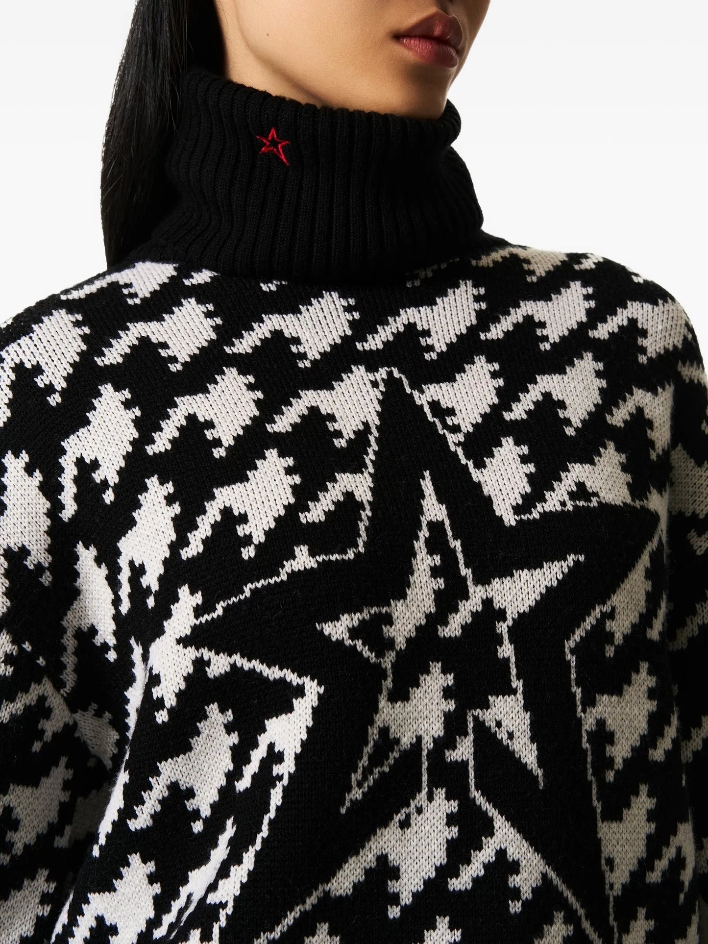 houndstooth-patterned sweater