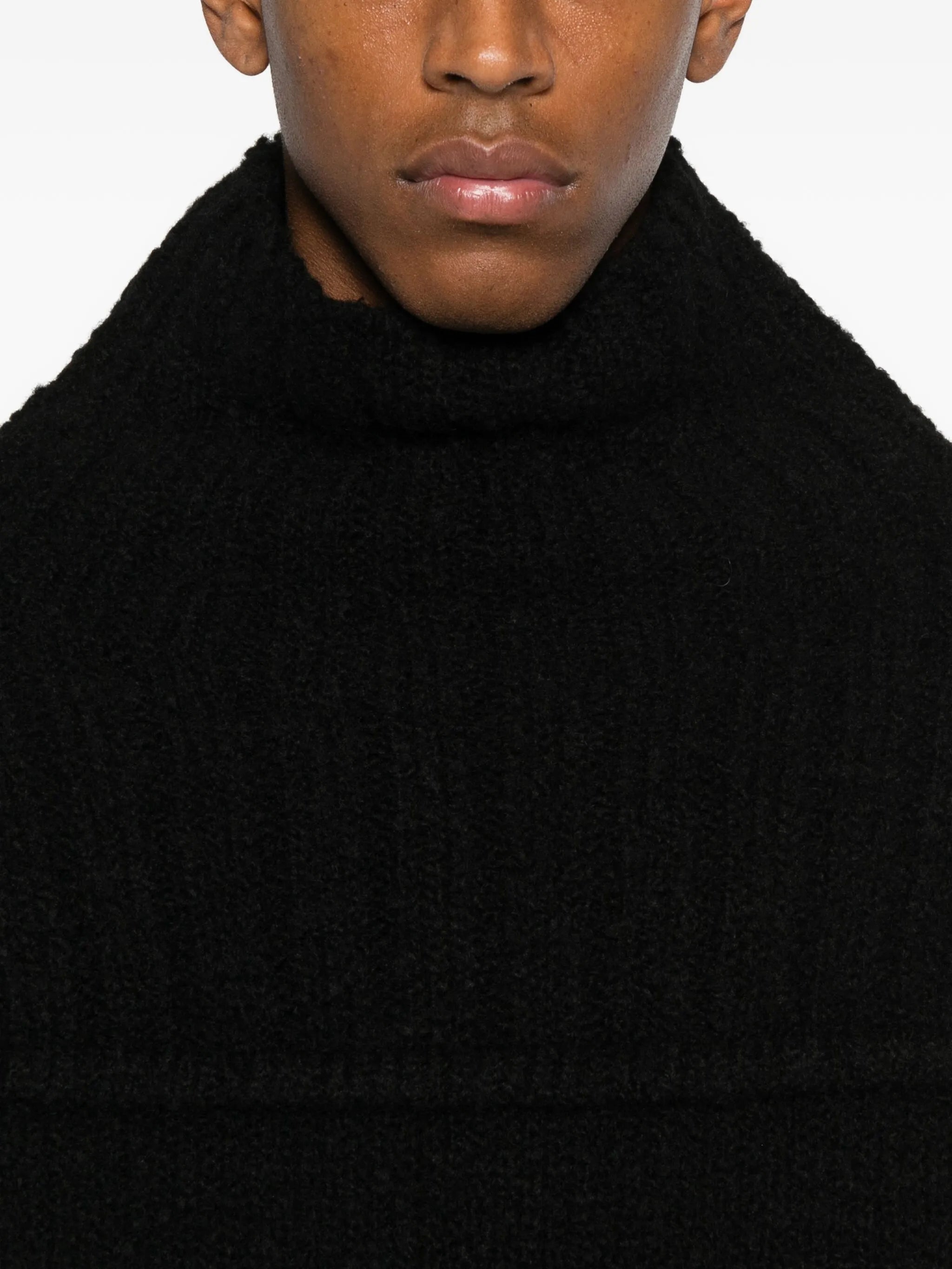 funnel-neck ribbed sweater