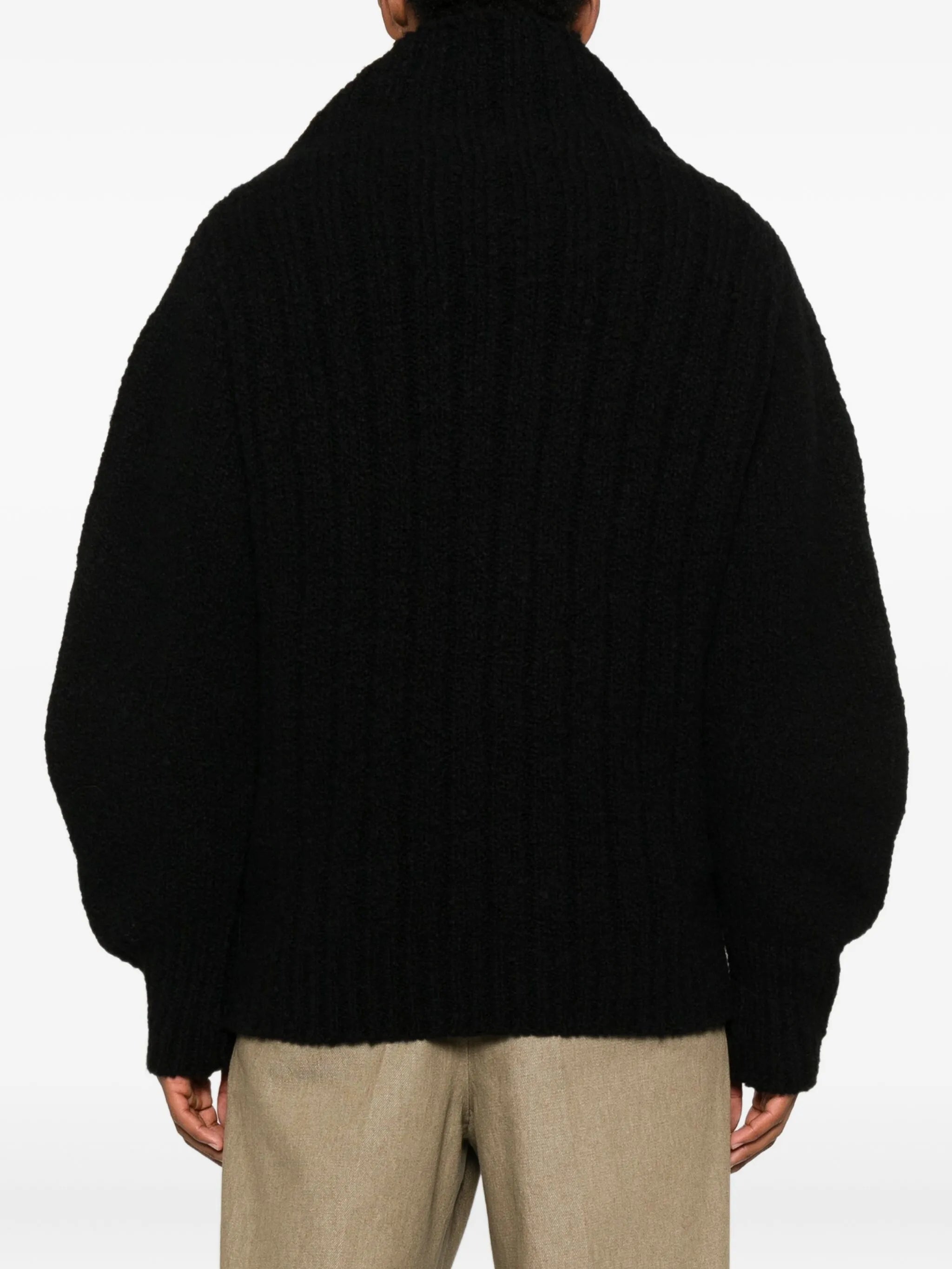 funnel-neck ribbed sweater