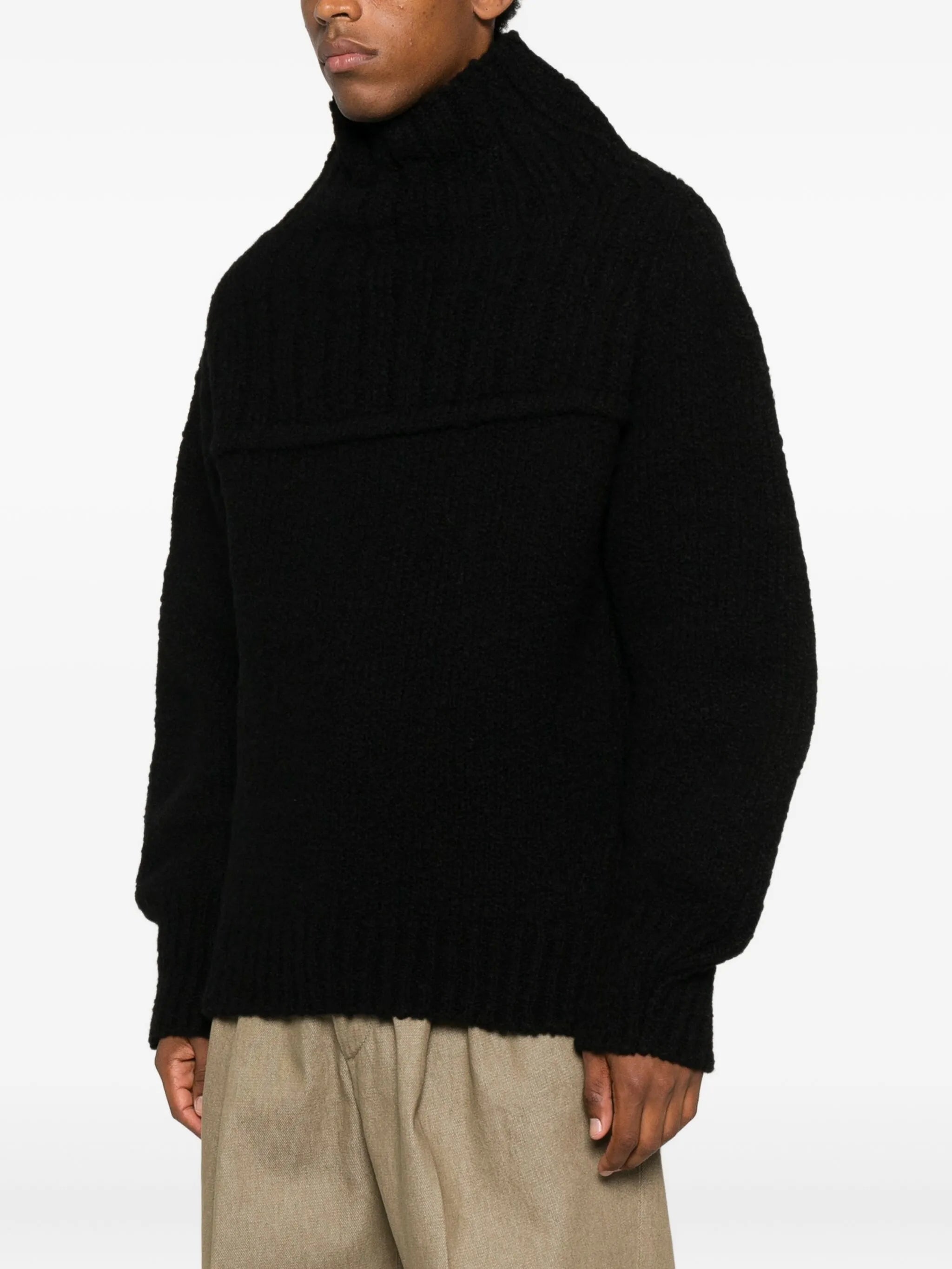 funnel-neck ribbed sweater