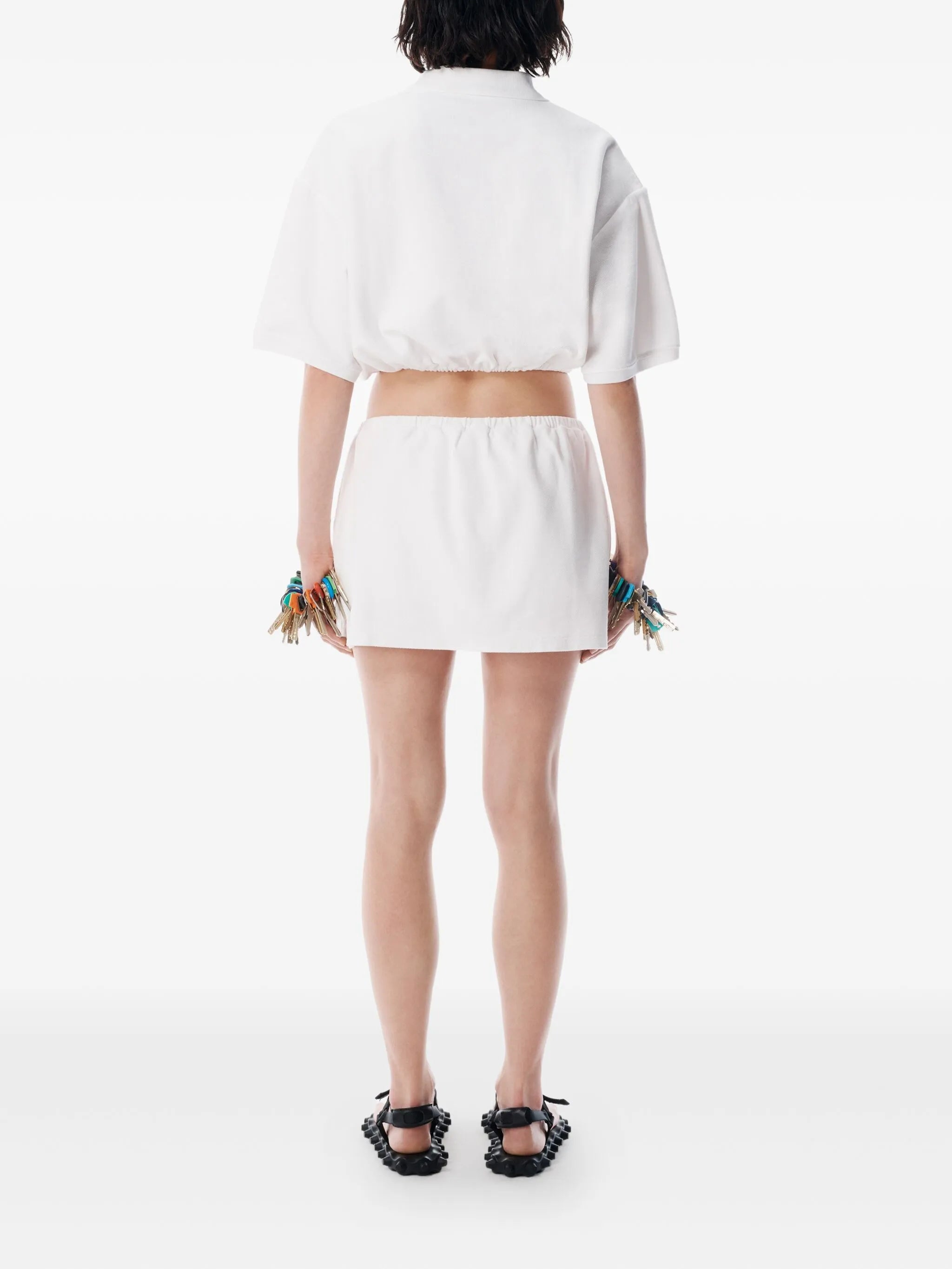 elasticated-waistband buttoned skirt