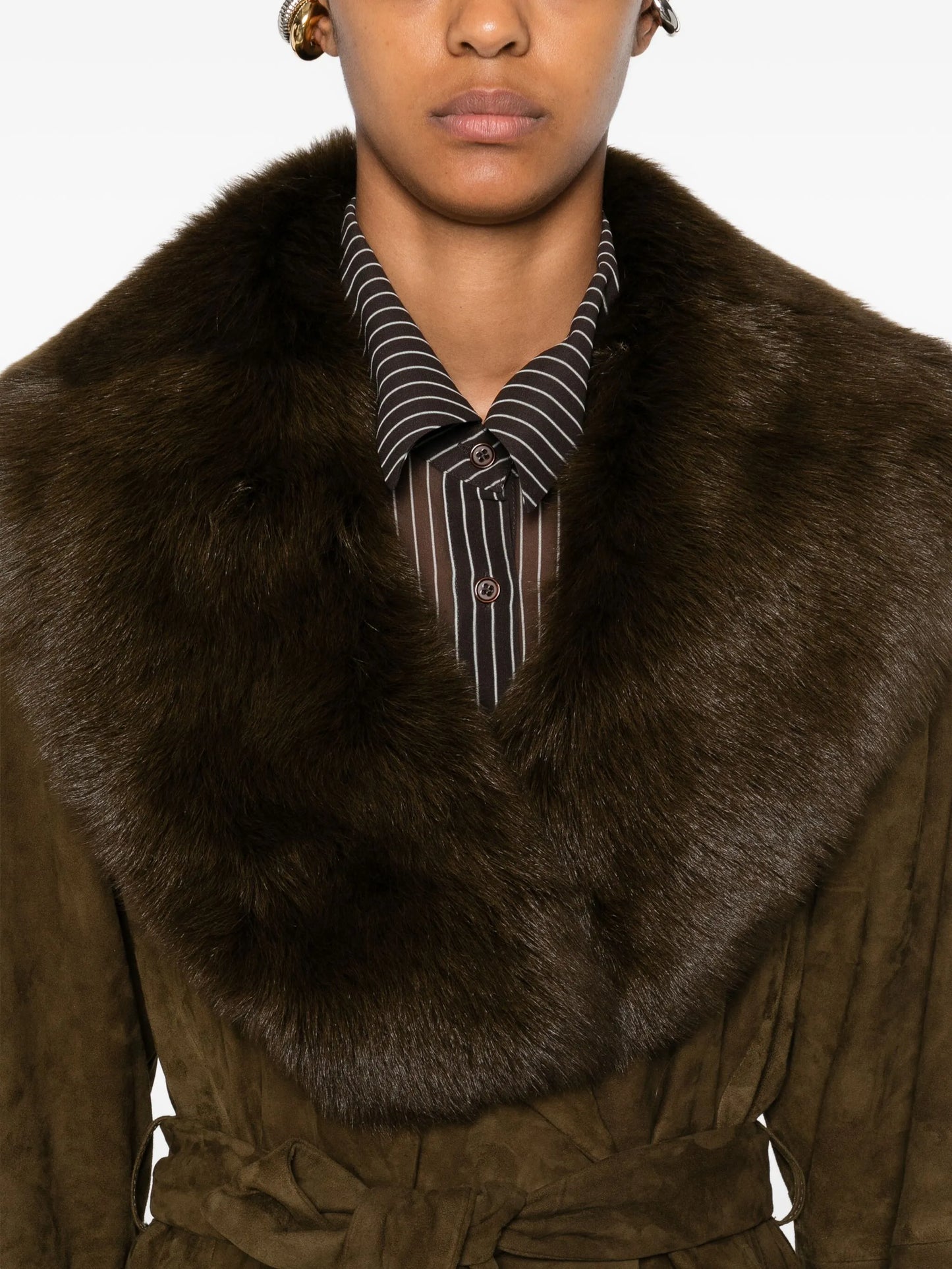 Briona faux-fur collar suede coat