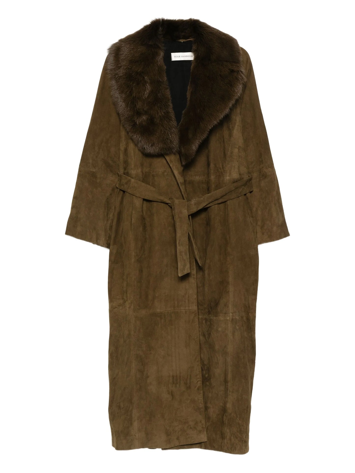 Briona faux-fur collar suede coat