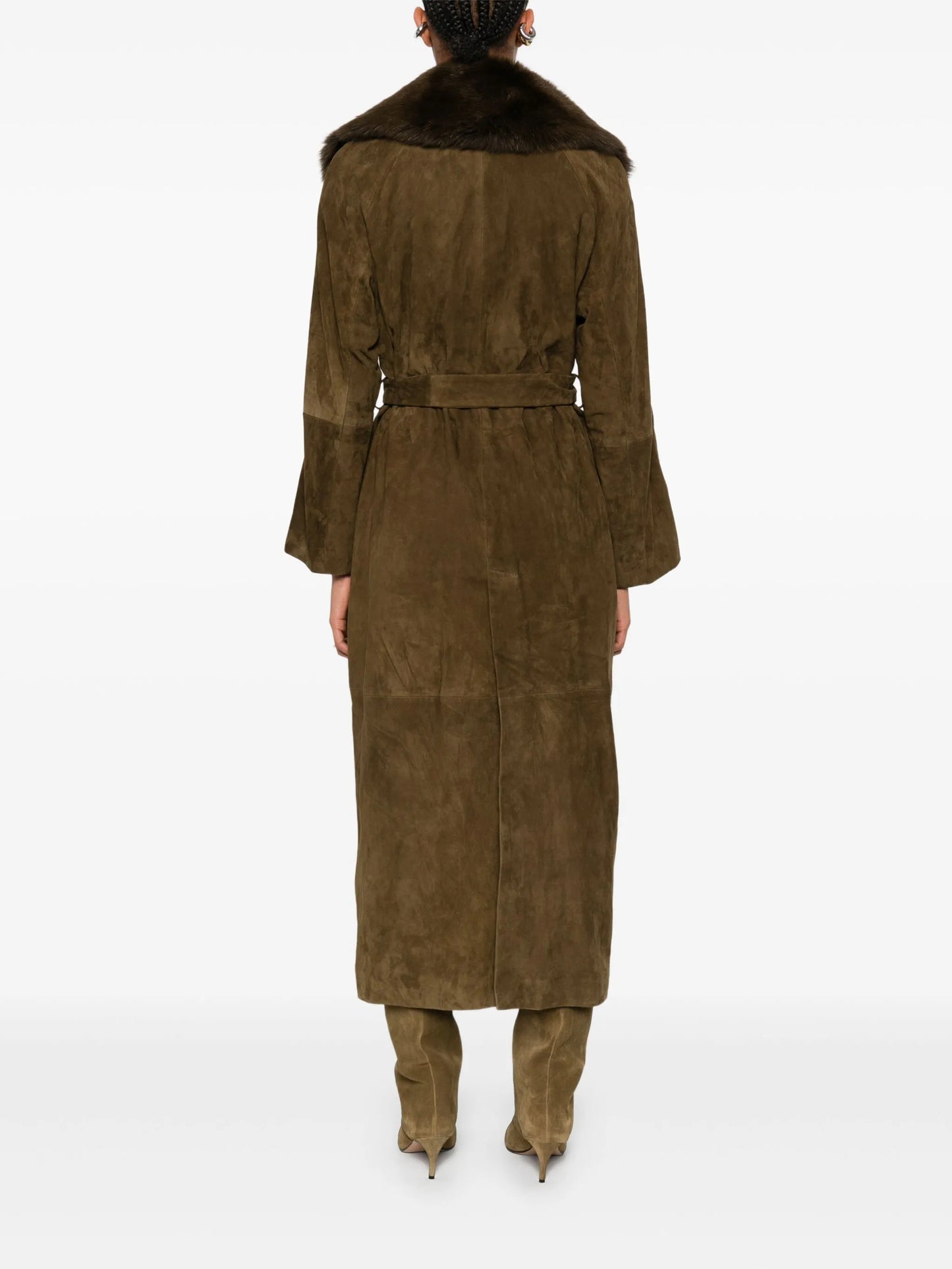 Briona faux-fur collar suede coat