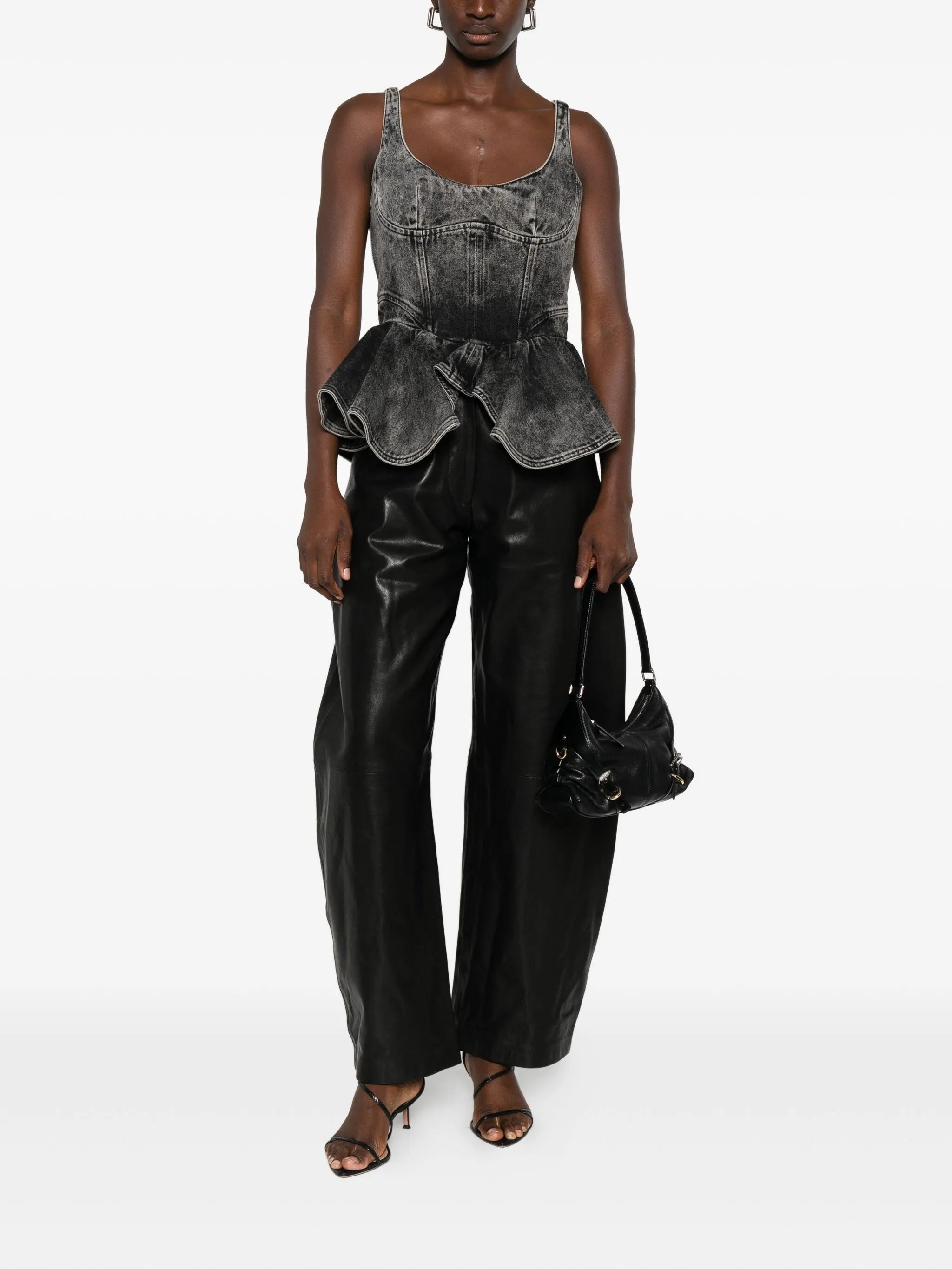 leather wide-leg trousers