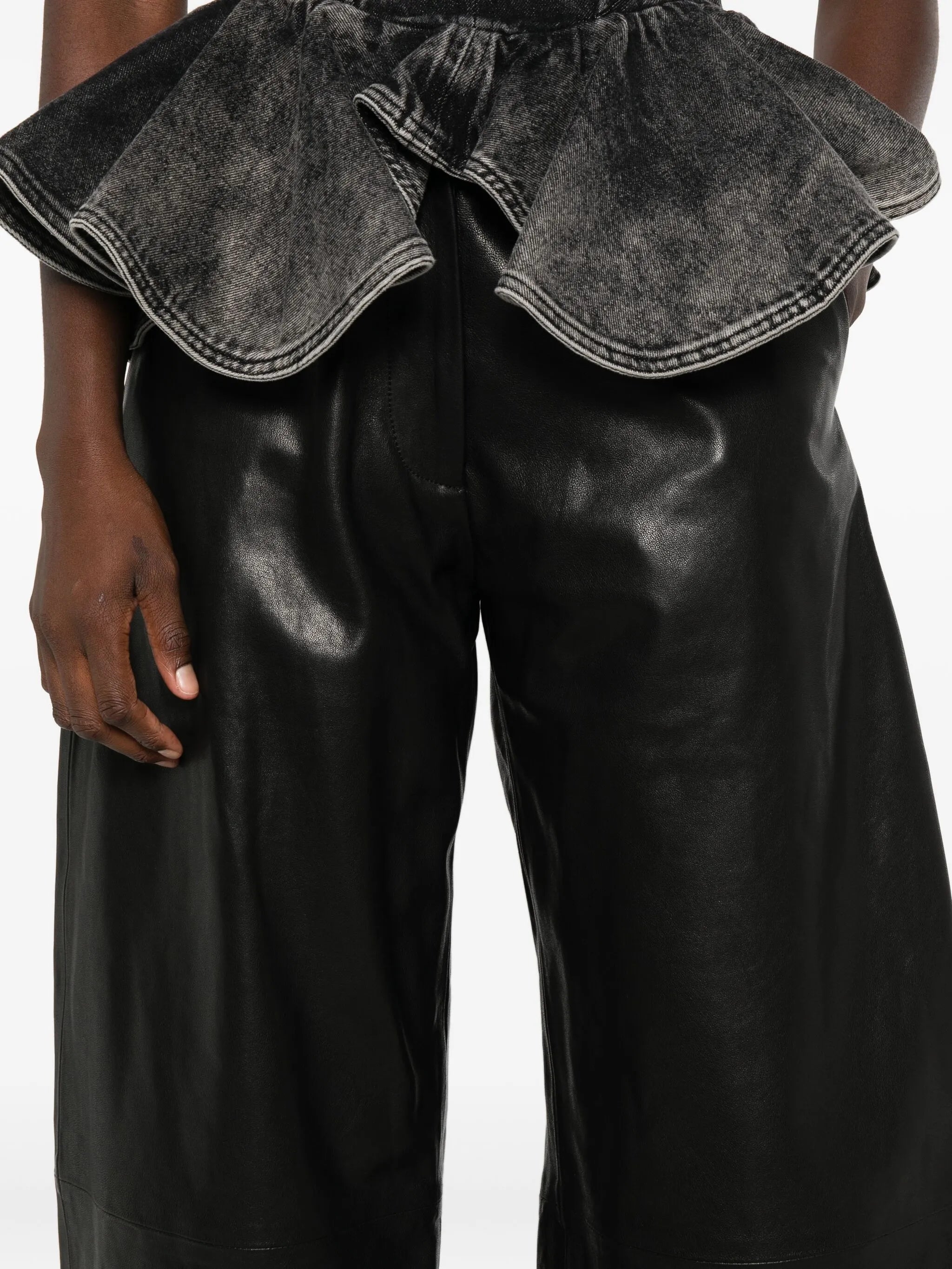 leather wide-leg trousers