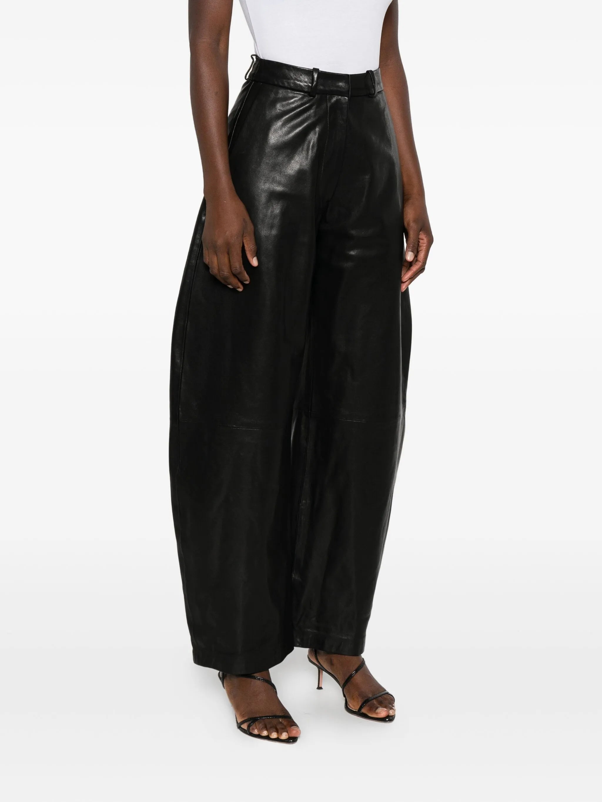 leather wide-leg trousers