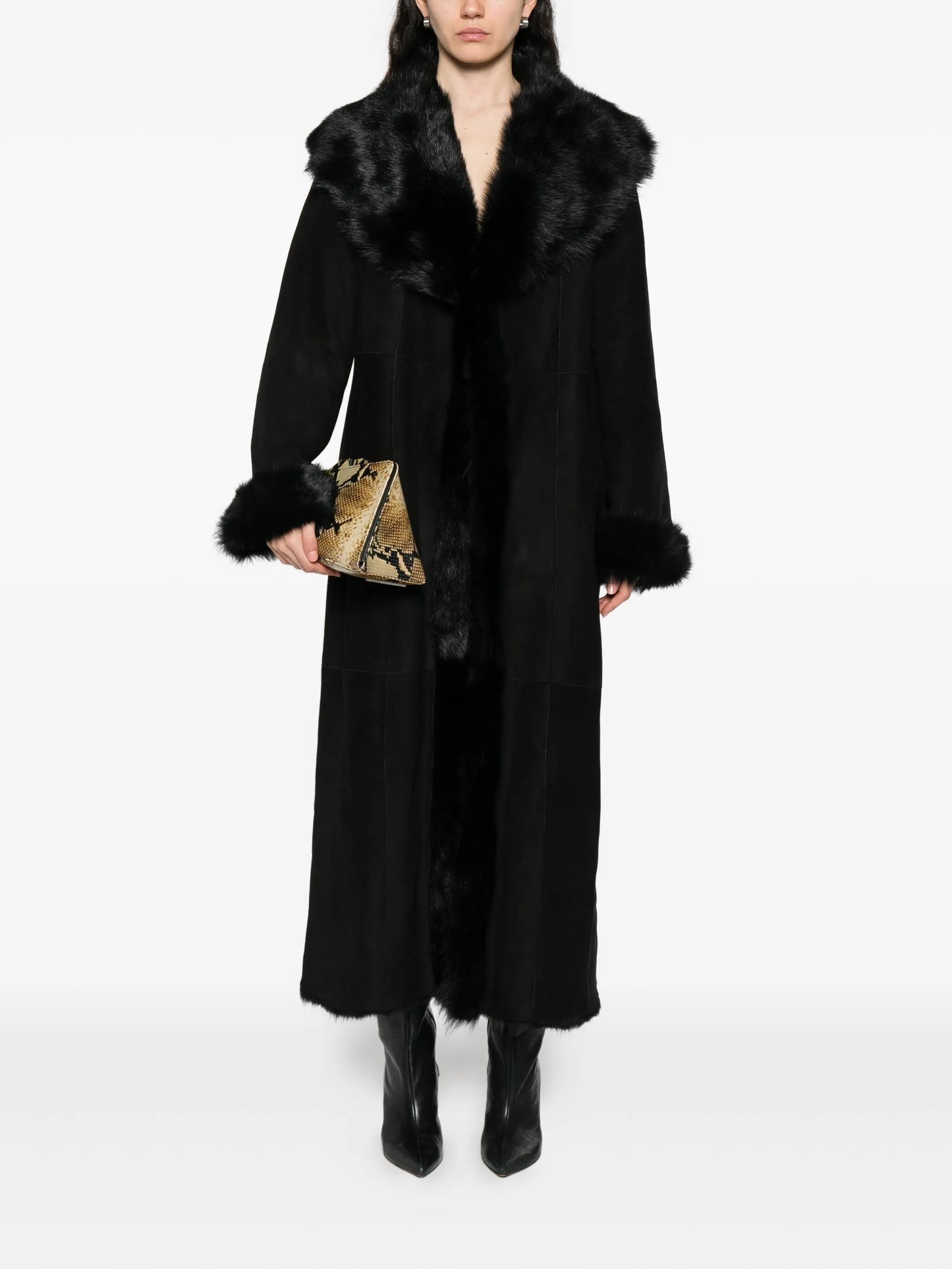 Marlene fur-trimmed suede coat