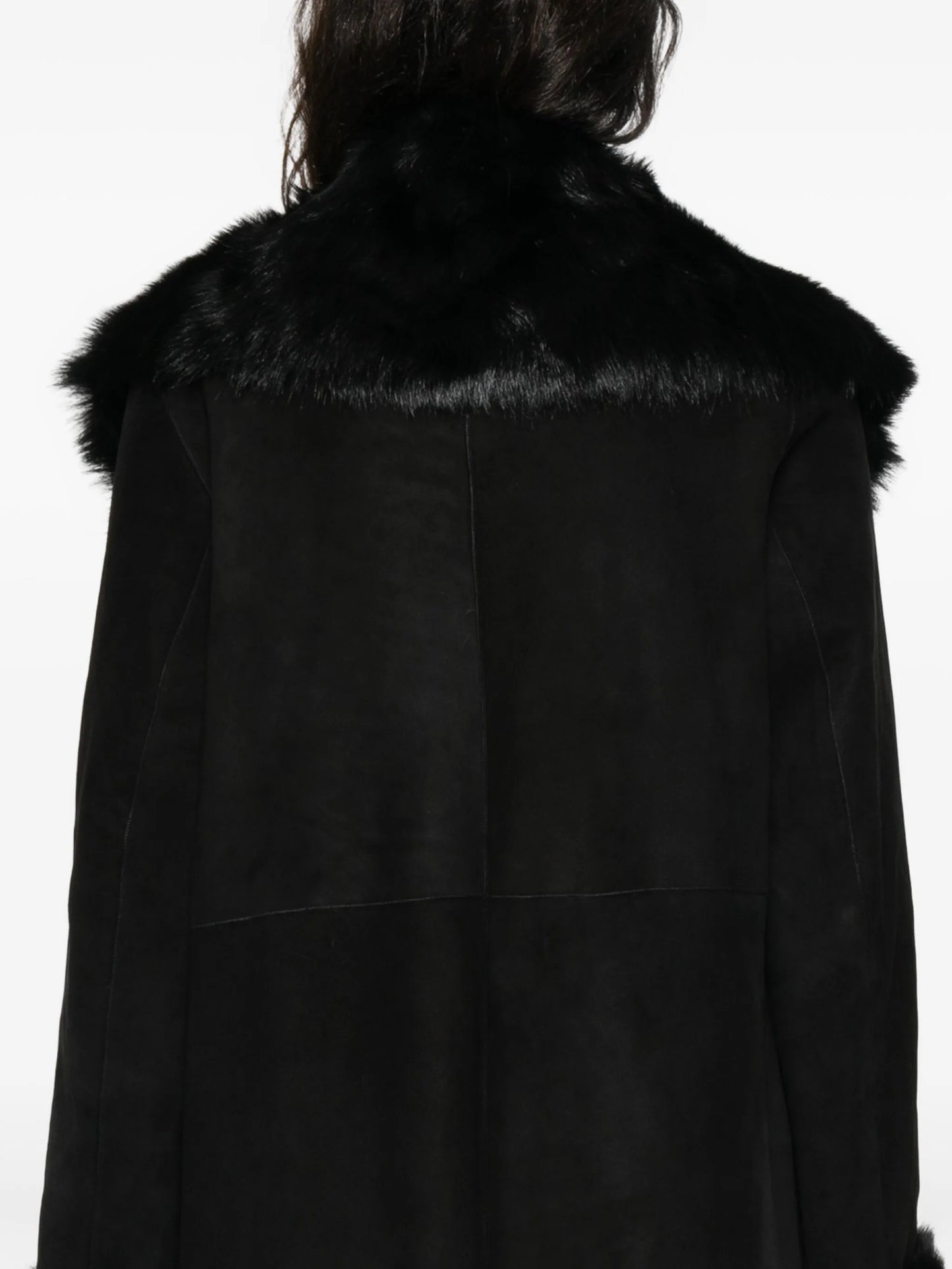 Marlene fur-trimmed suede coat