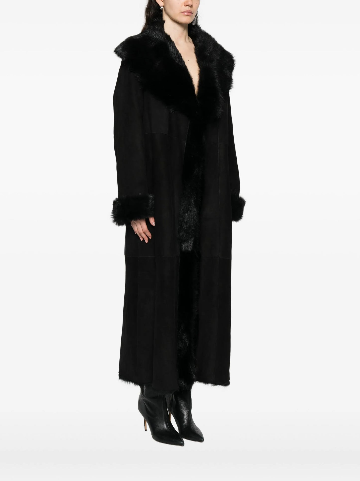 Marlene fur-trimmed suede coat