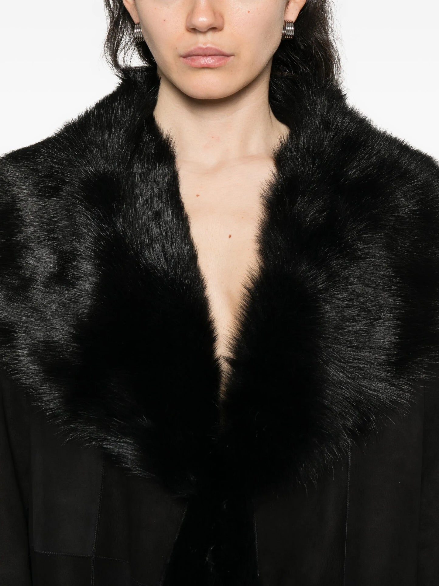 Marlene fur-trimmed suede coat