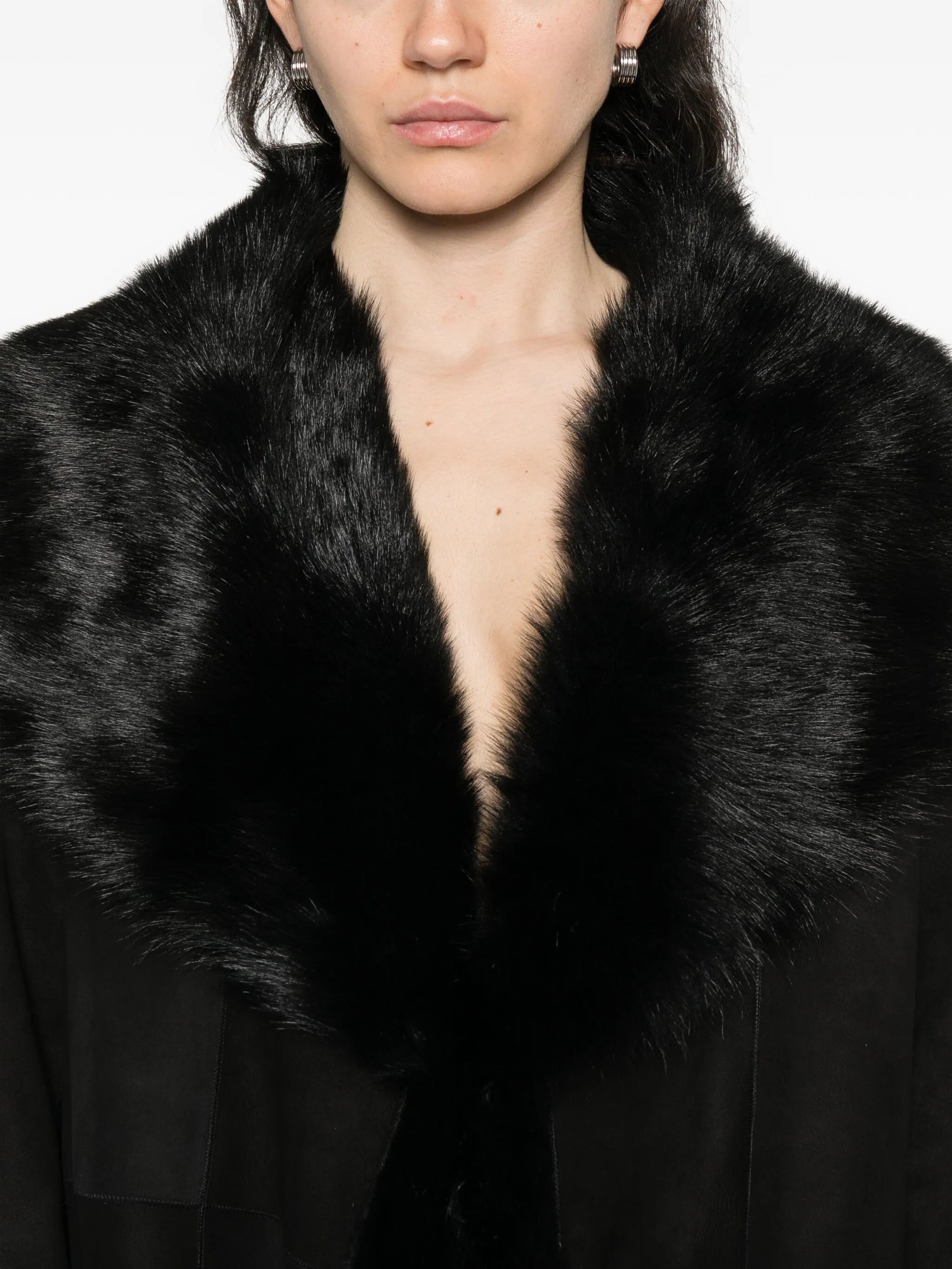 Marlene fur-trimmed suede coat