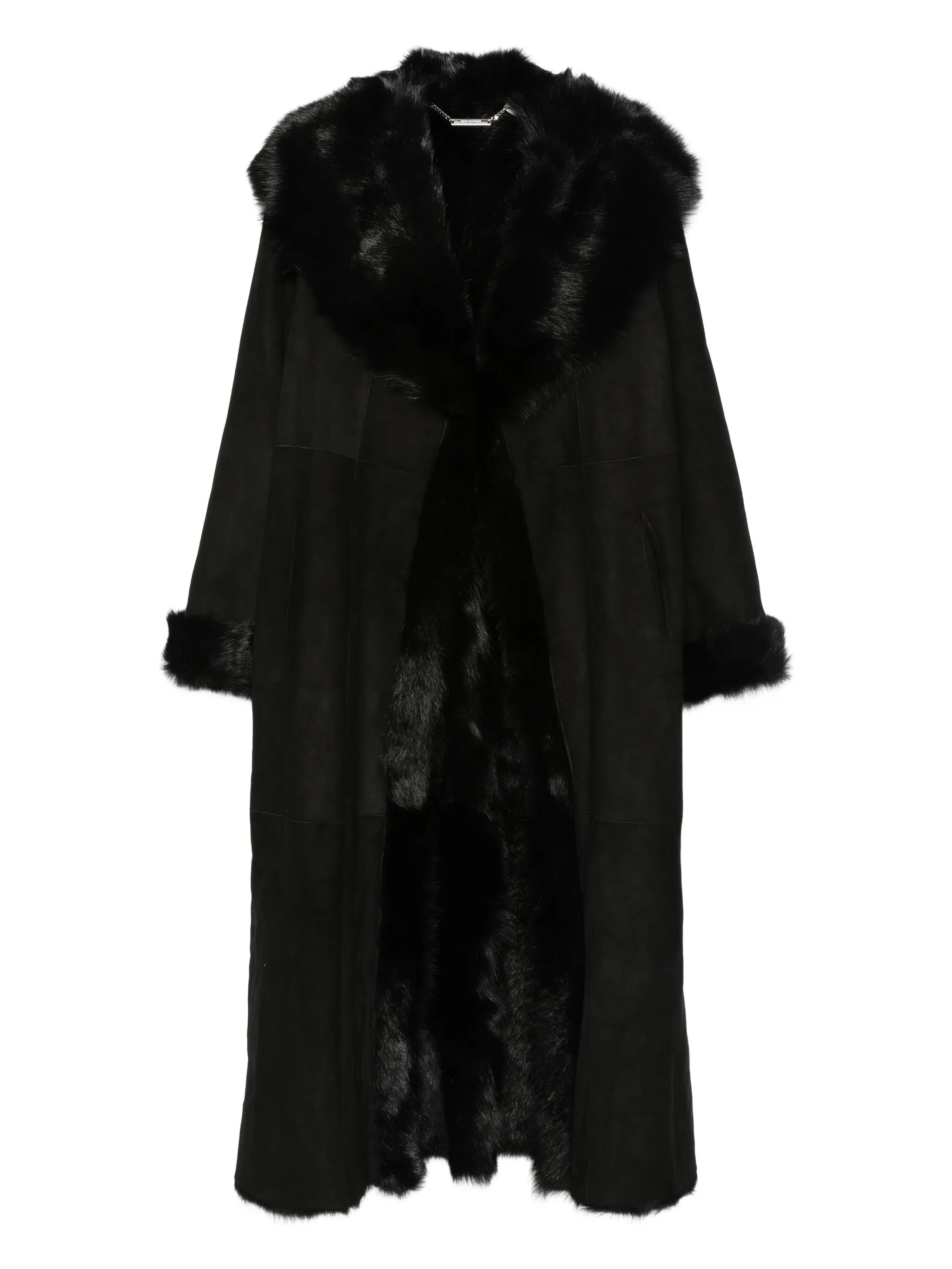 Marlene fur-trimmed suede coat
