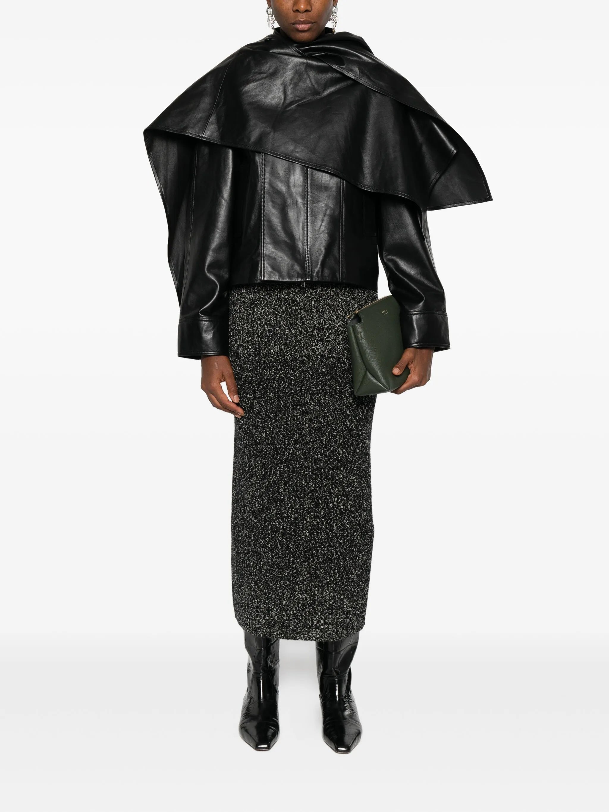 ribbed lurex-effect skirt