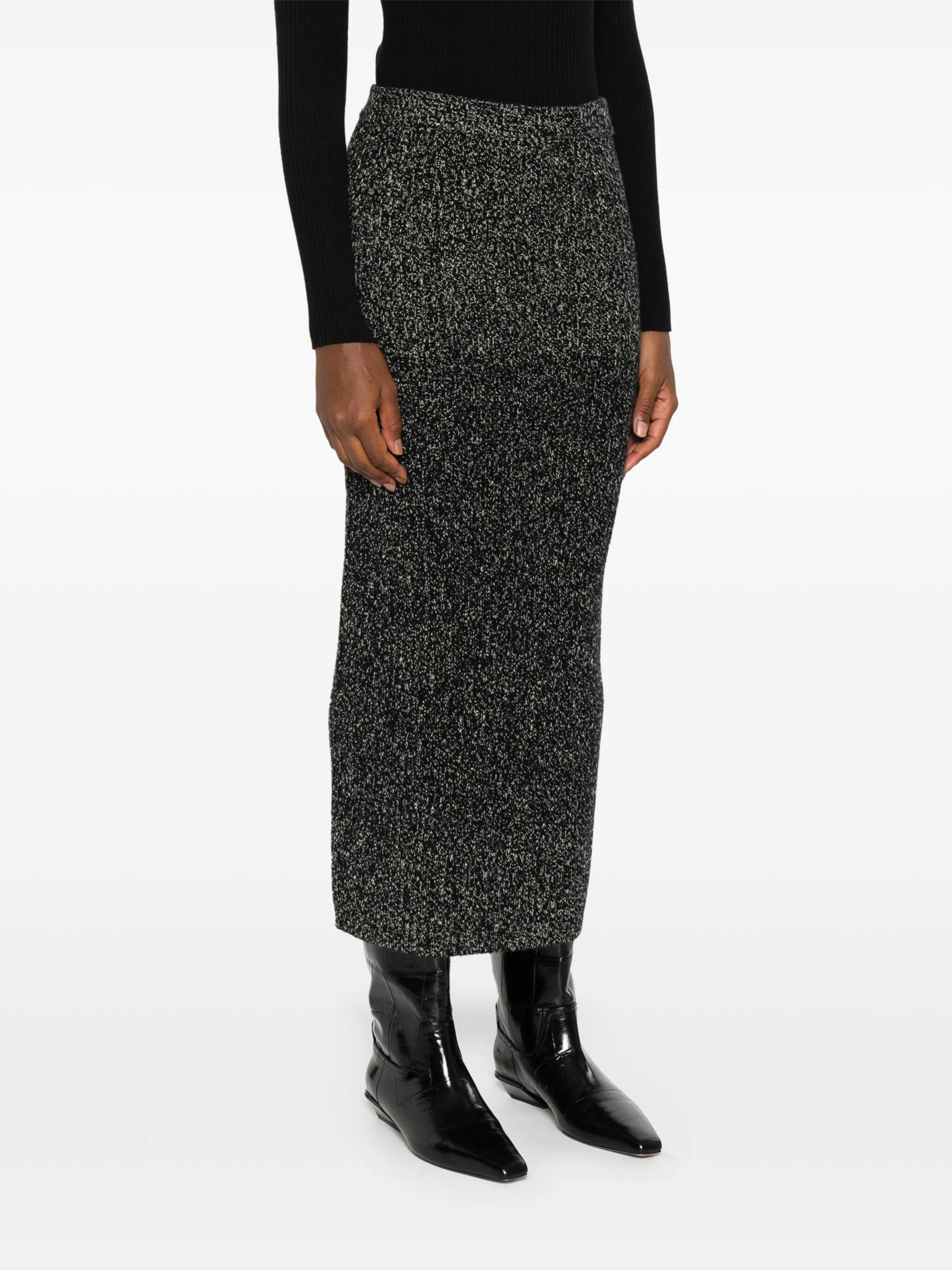 ribbed lurex-effect skirt