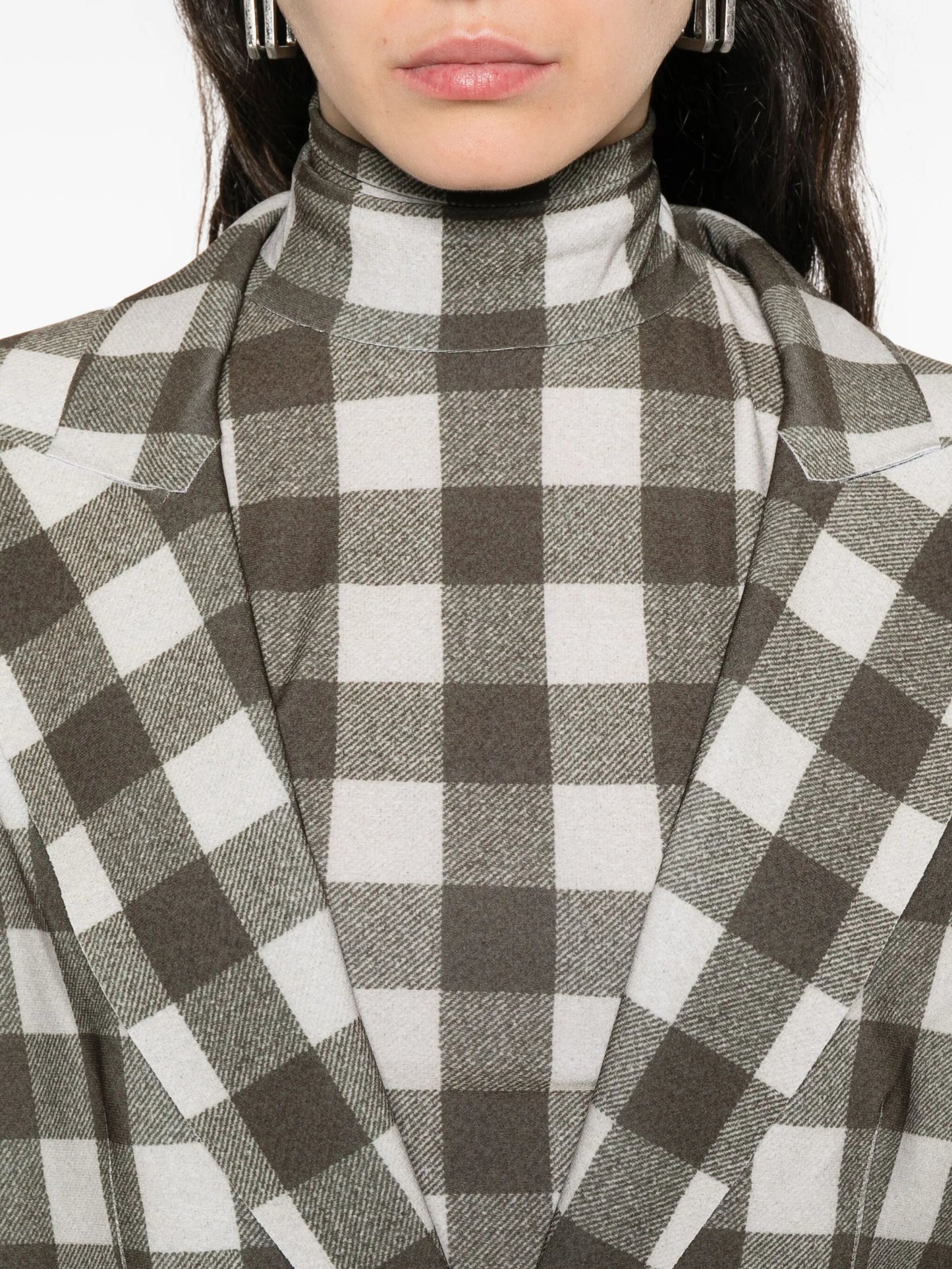 checked single-breasted blazer