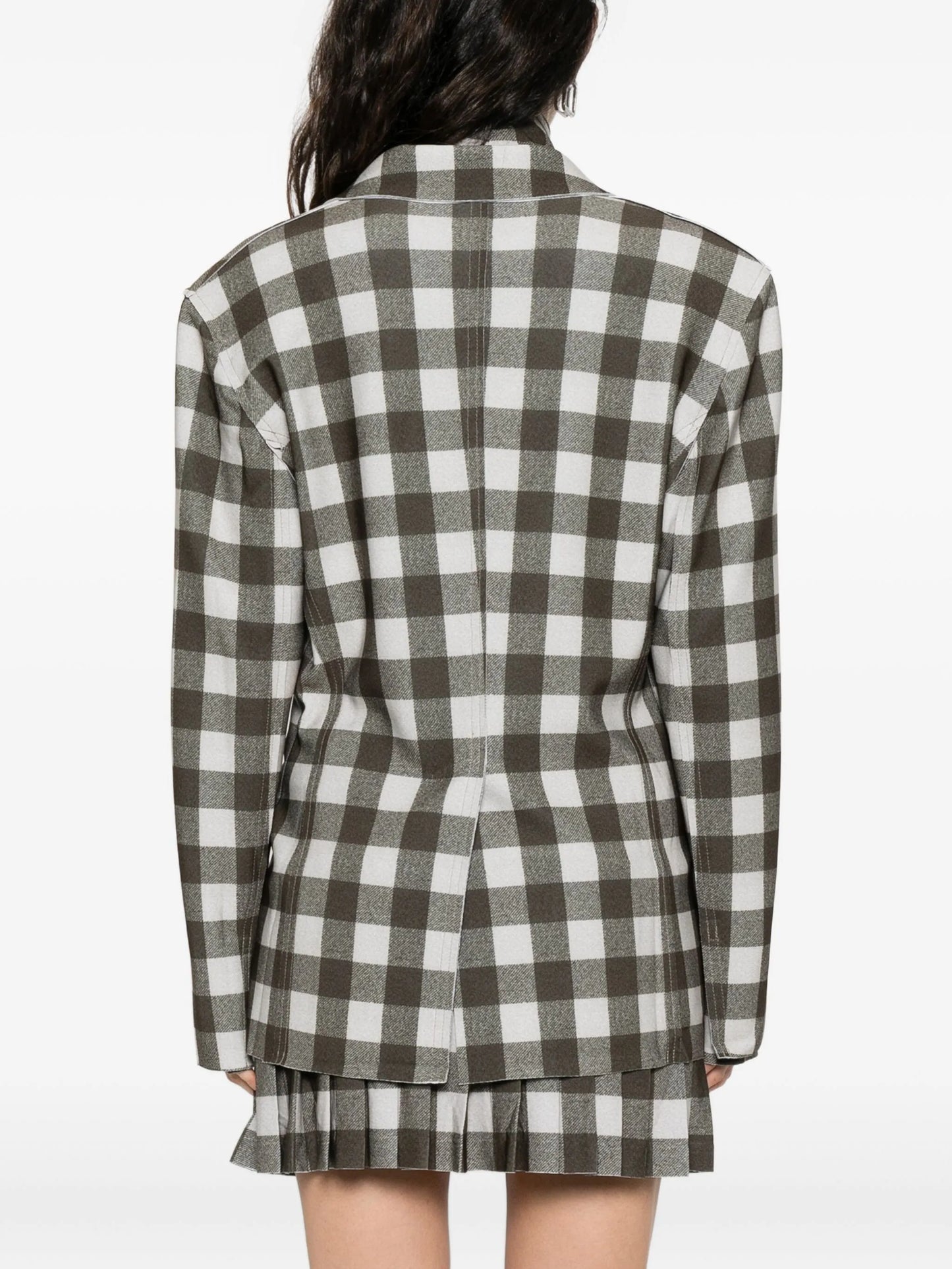 checked single-breasted blazer