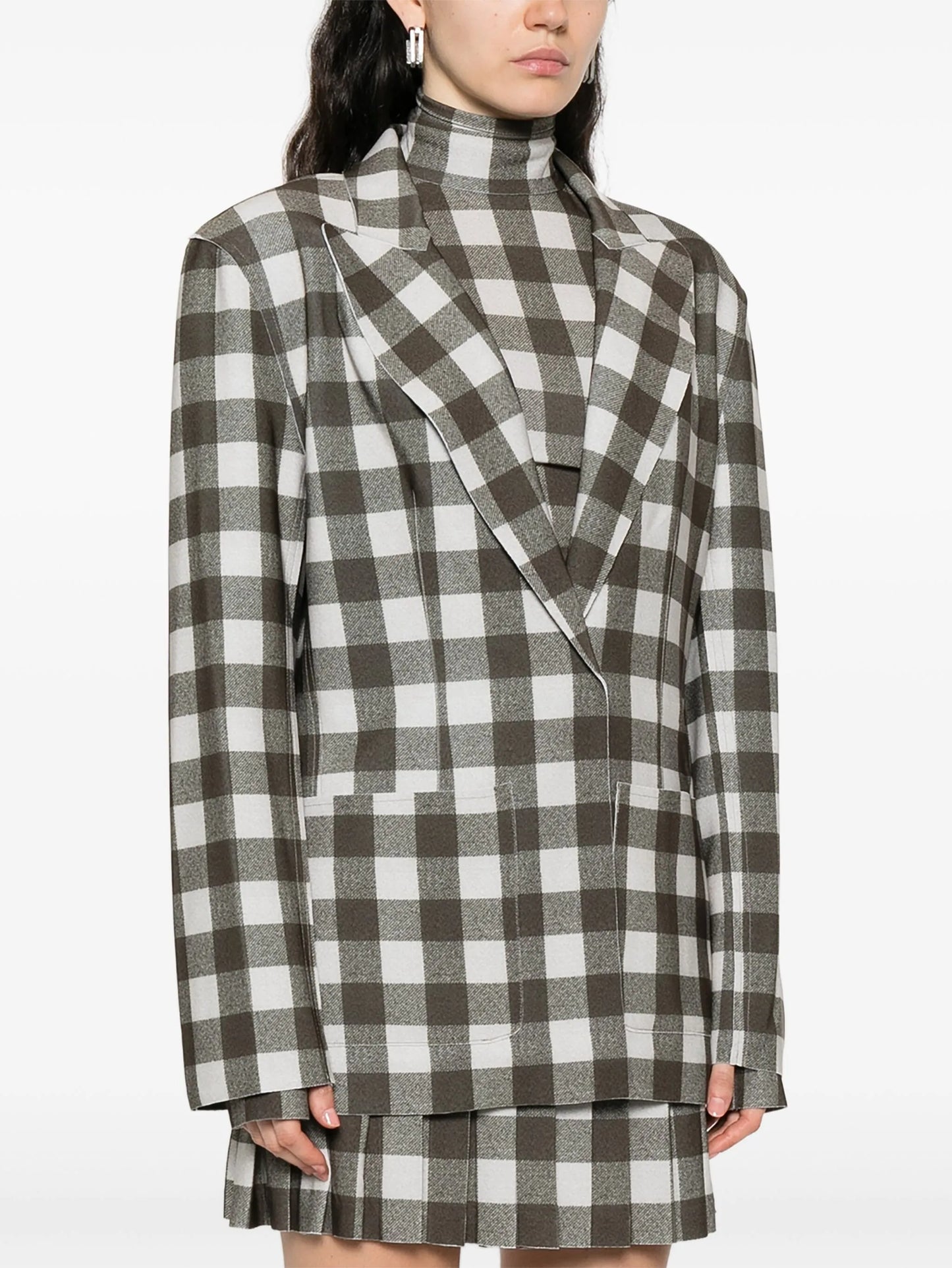 checked single-breasted blazer