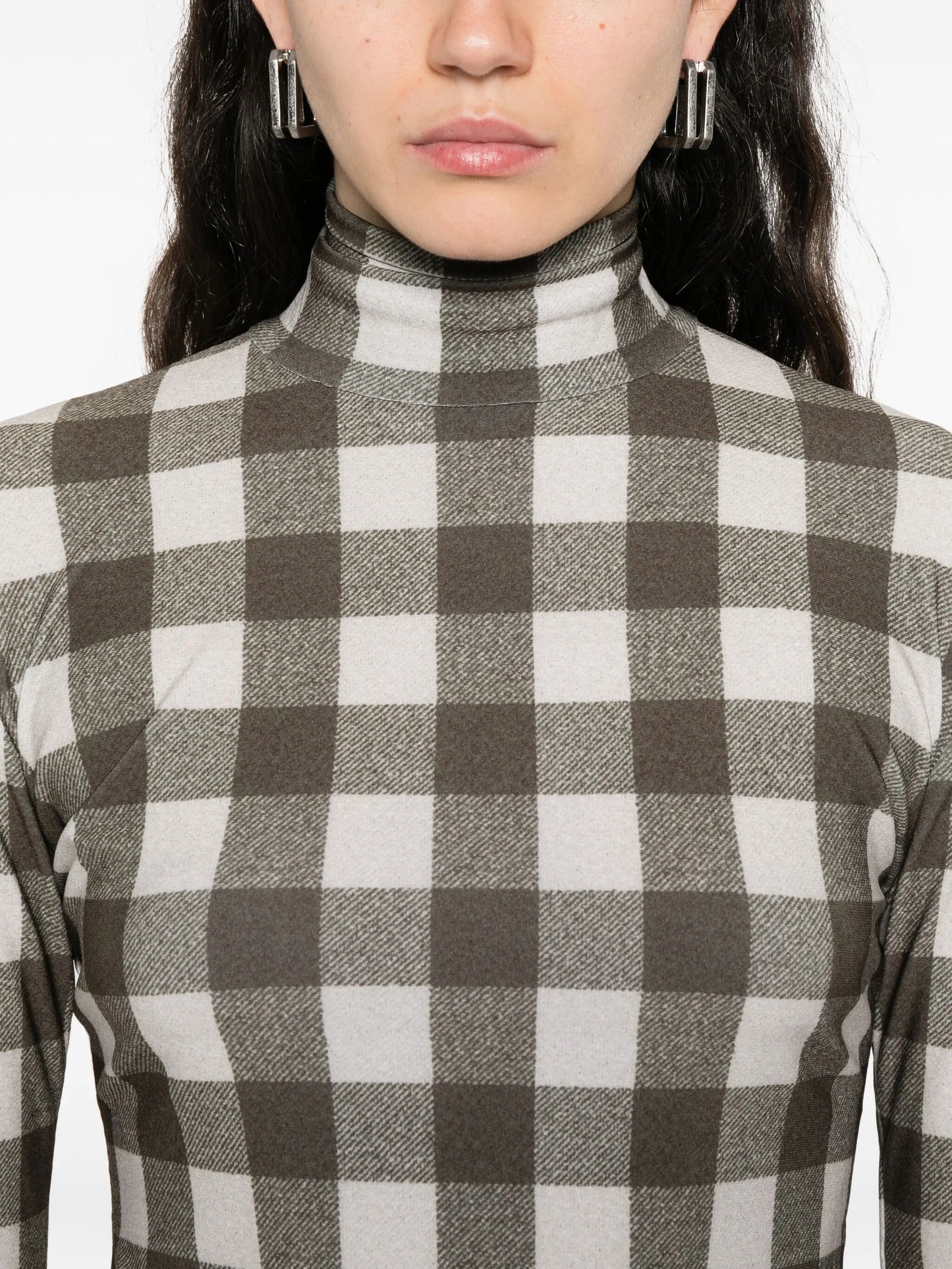 checked turtleneck top