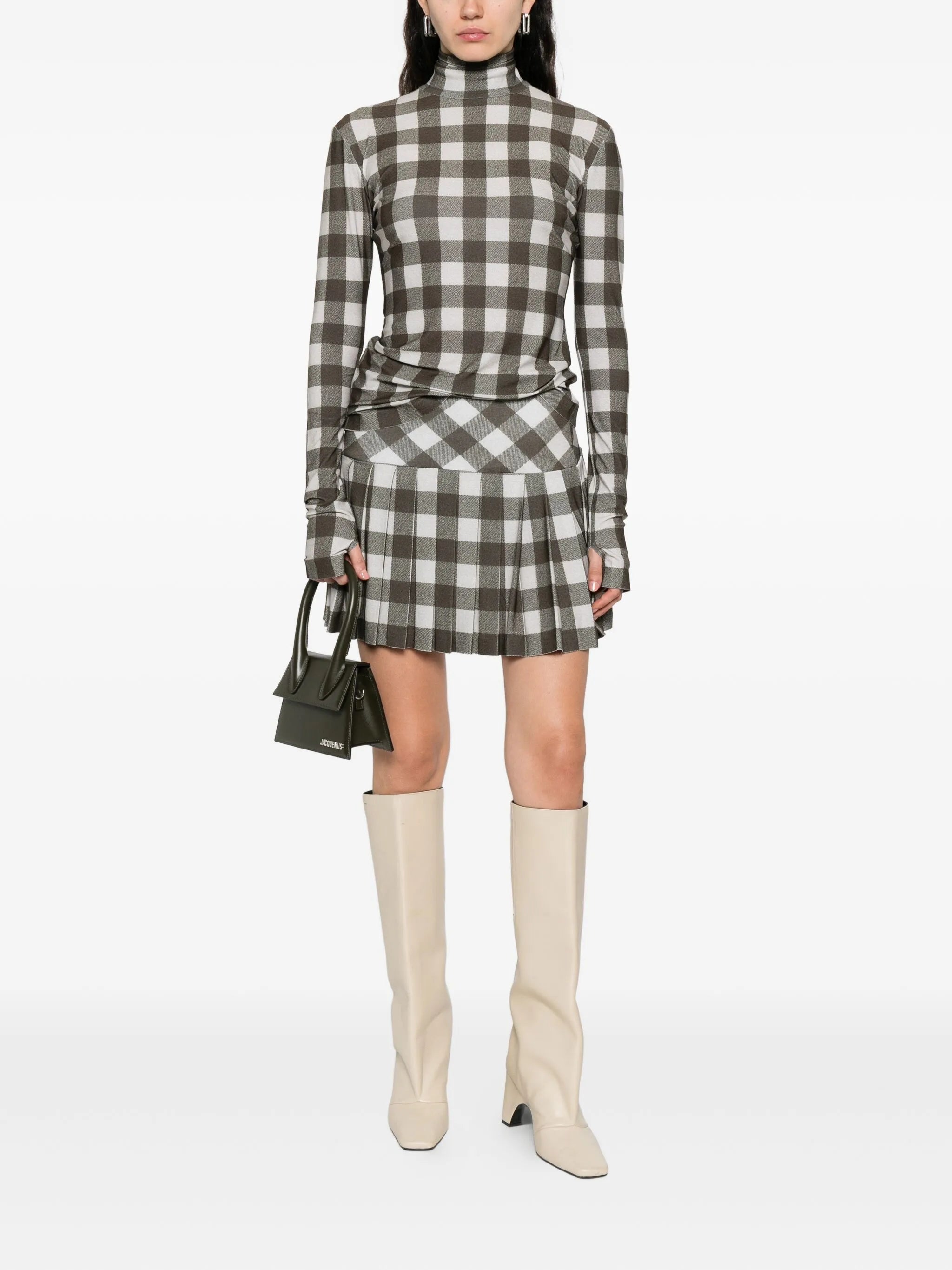 checked turtleneck top