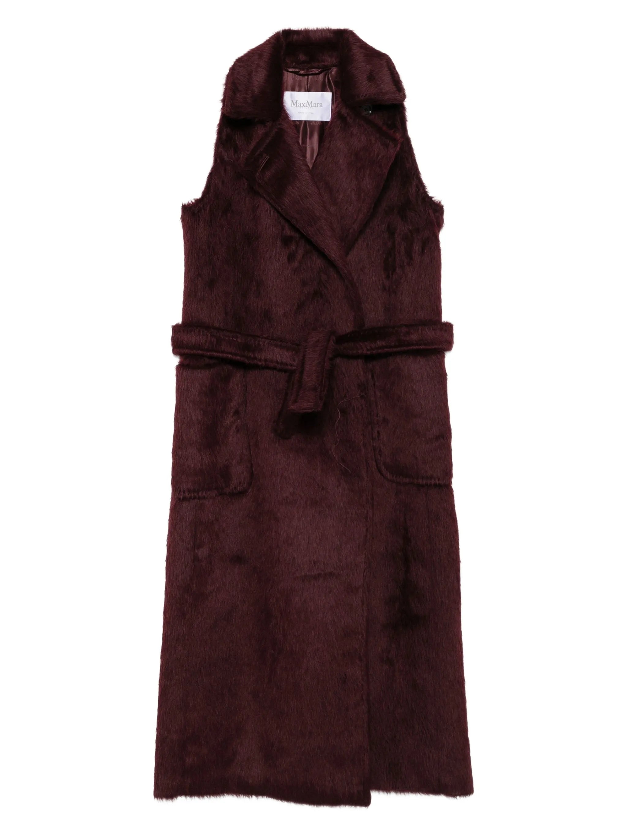 belted sleeveless coat