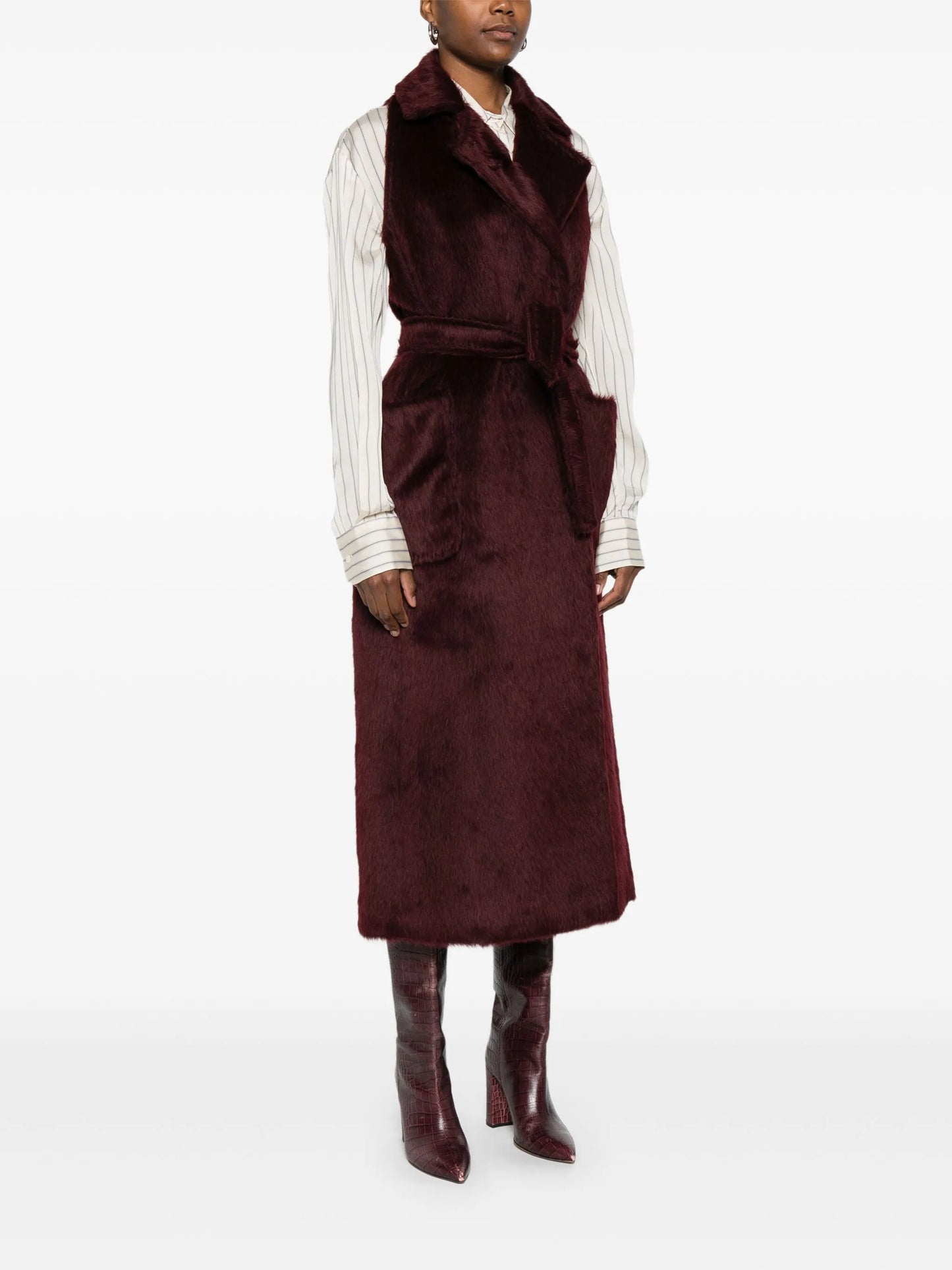belted sleeveless coat