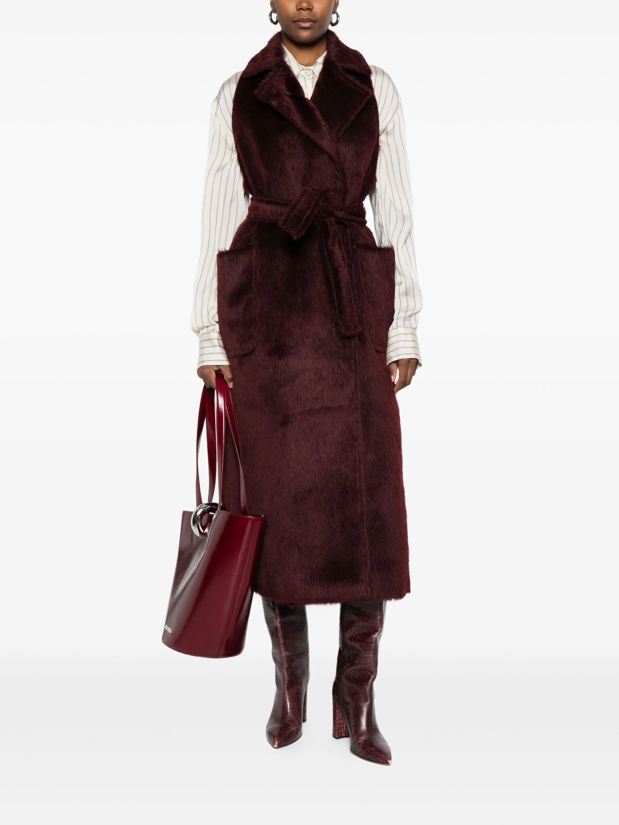 belted sleeveless coat