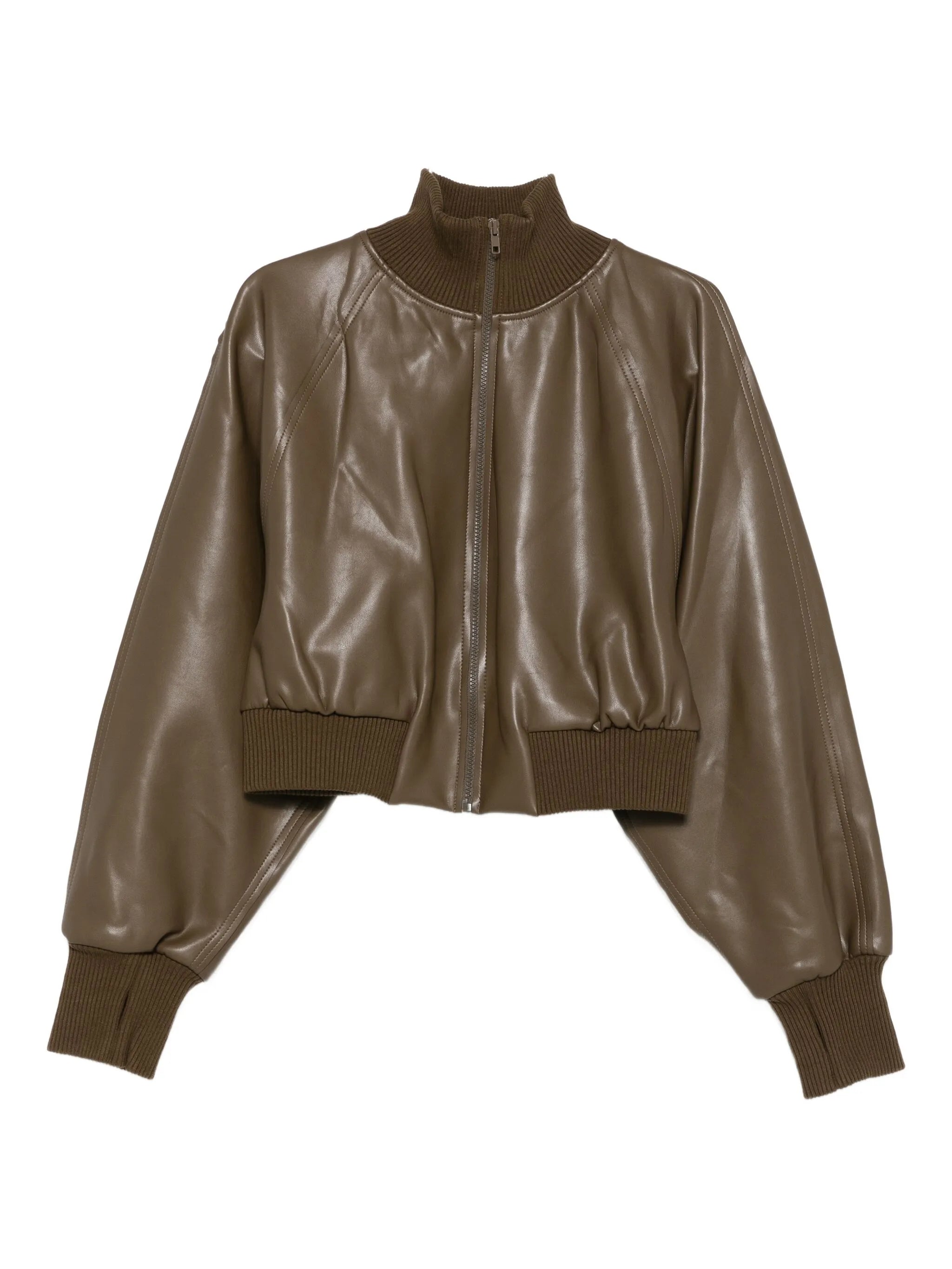 ribbed-cuff leather jacket