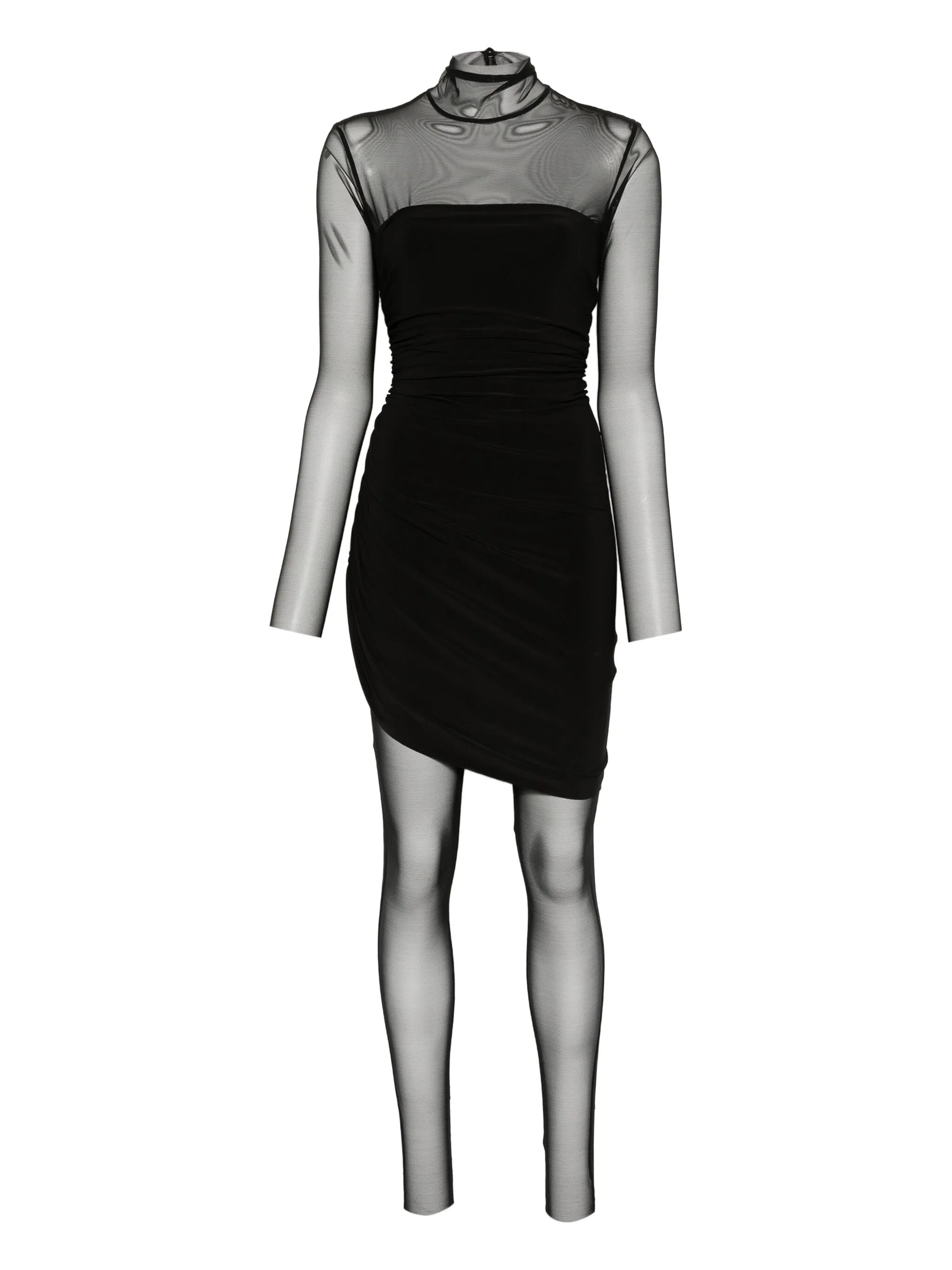 mesh-panelled draped mini dress