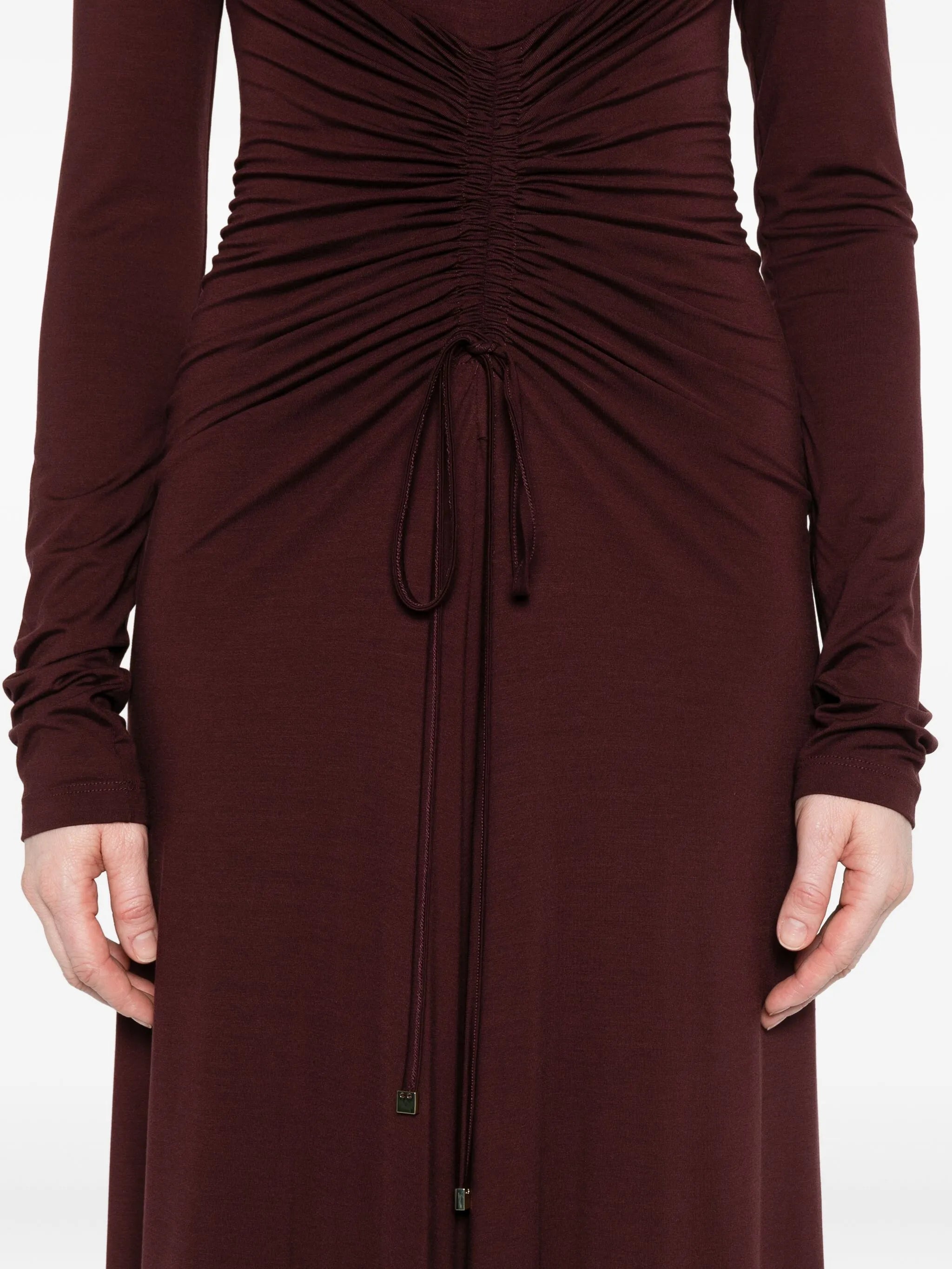 long-sleeve drawstring dress