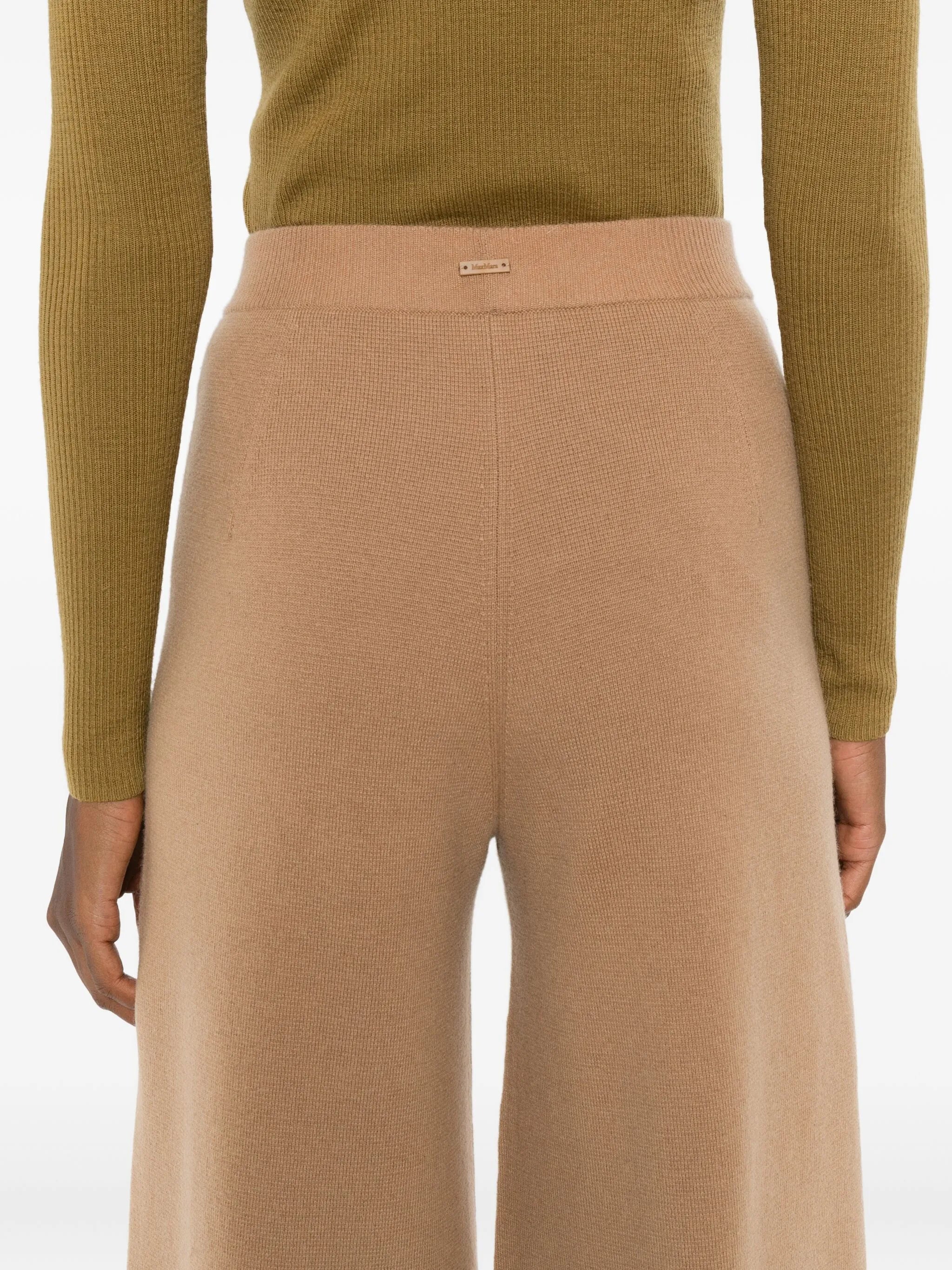 knitted ribbed-waist trousers