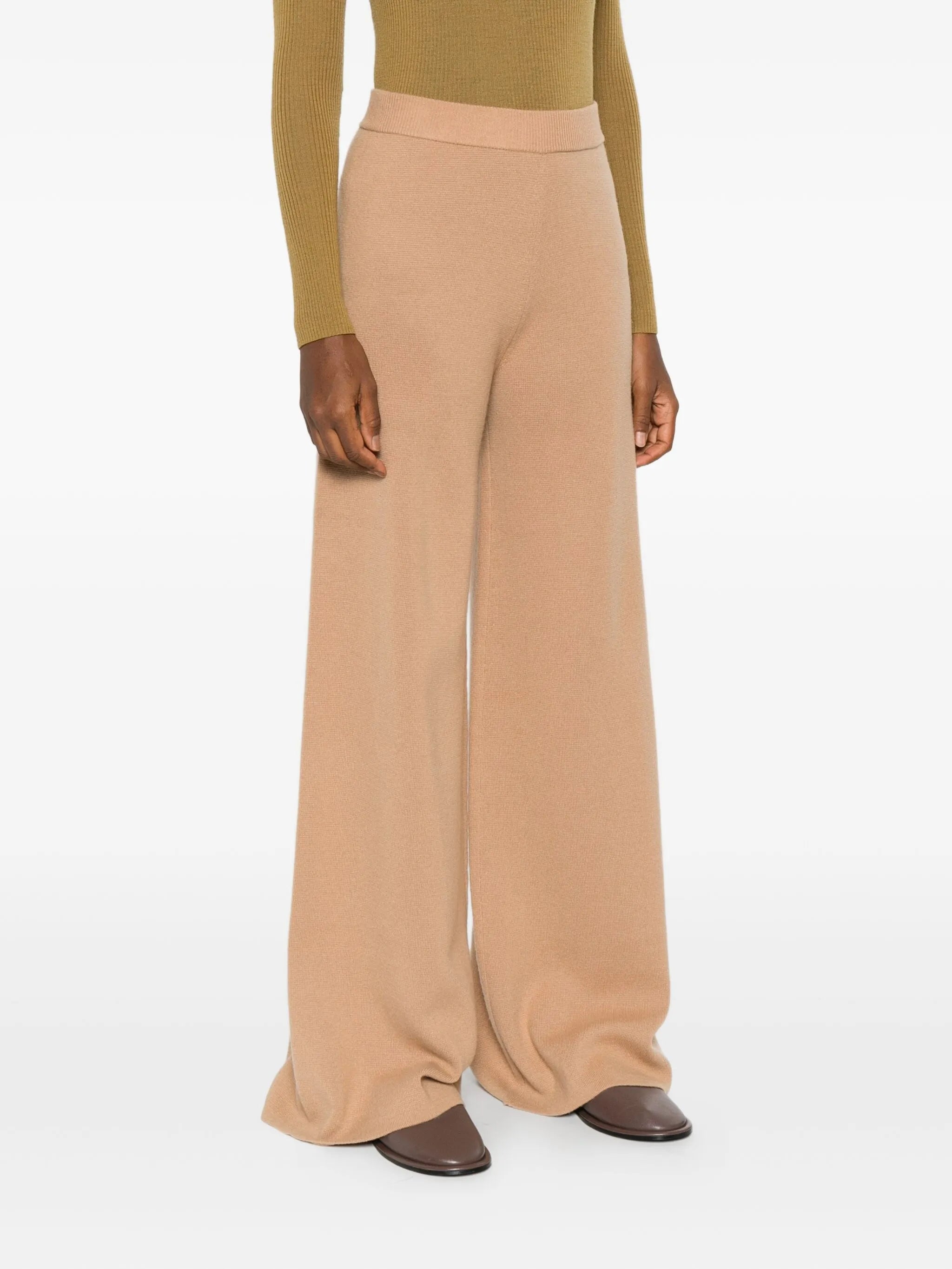 knitted ribbed-waist trousers