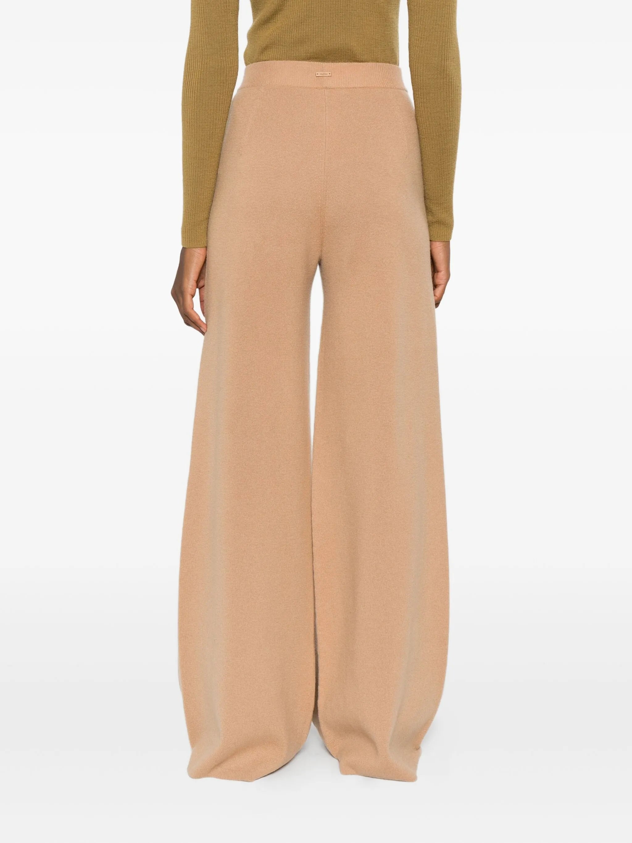 knitted ribbed-waist trousers