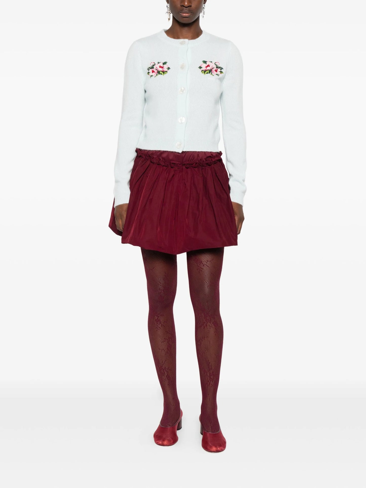 floral-embroidered cardigan