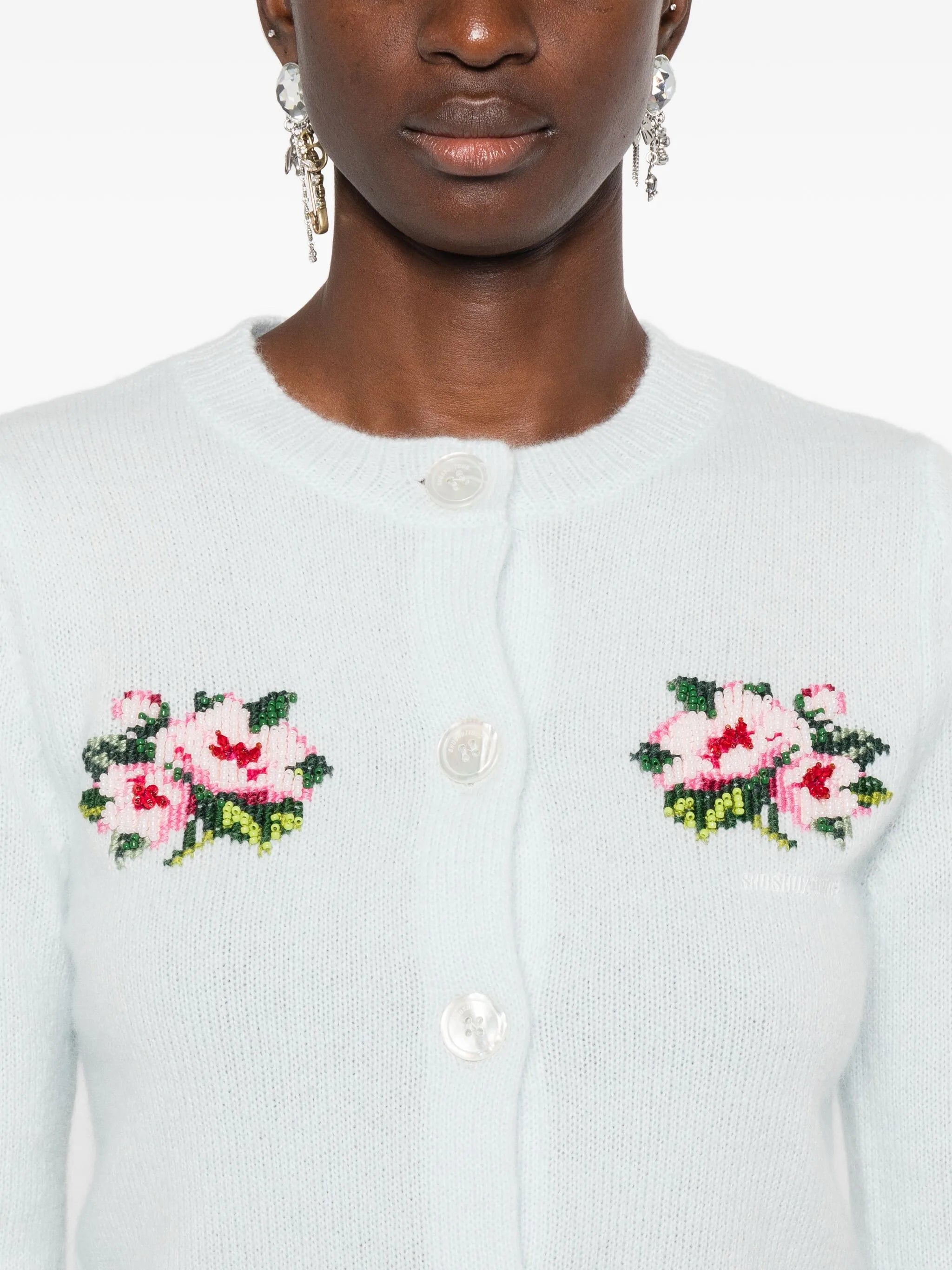 floral-embroidered cardigan