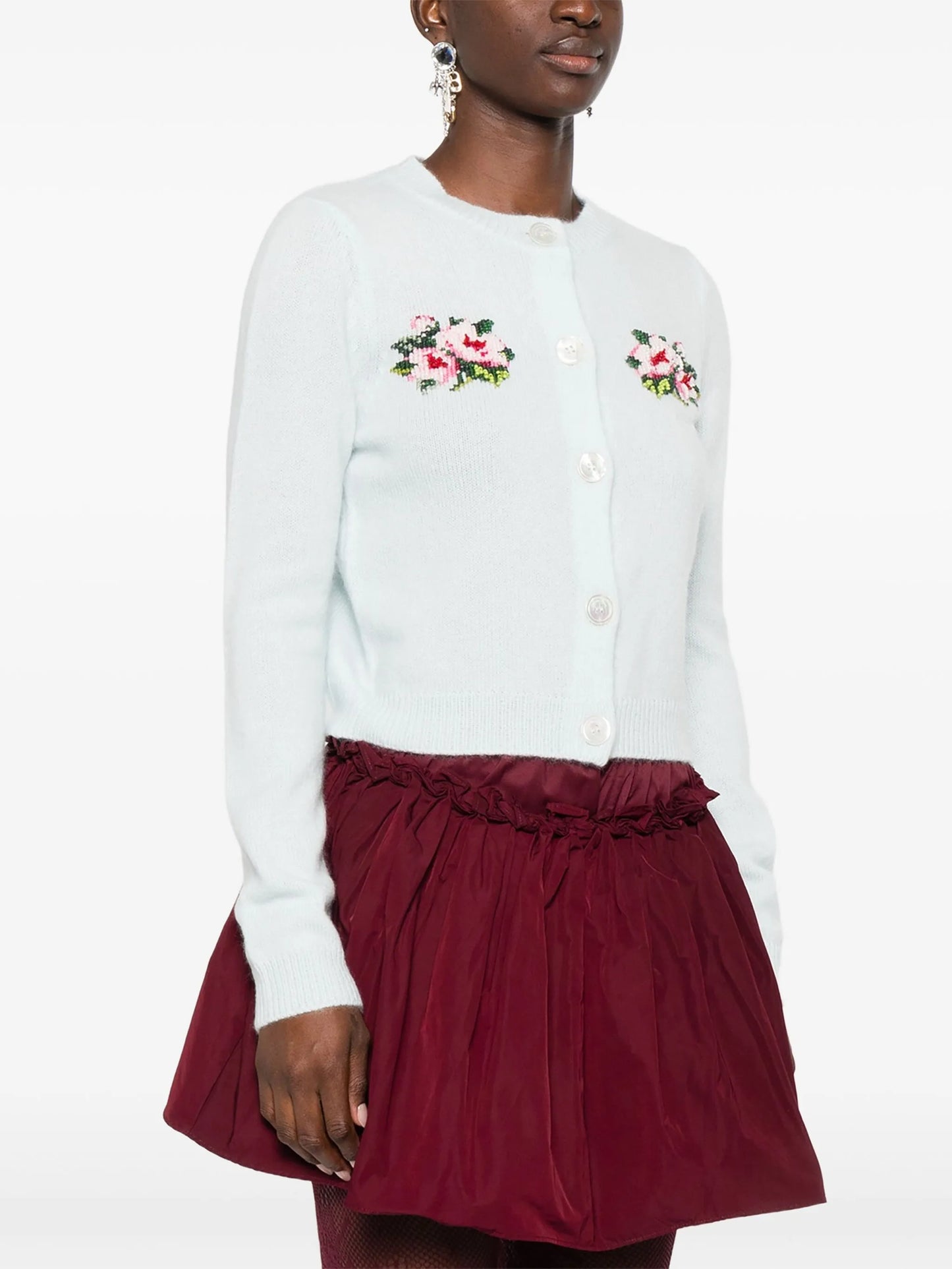 floral-embroidered cardigan