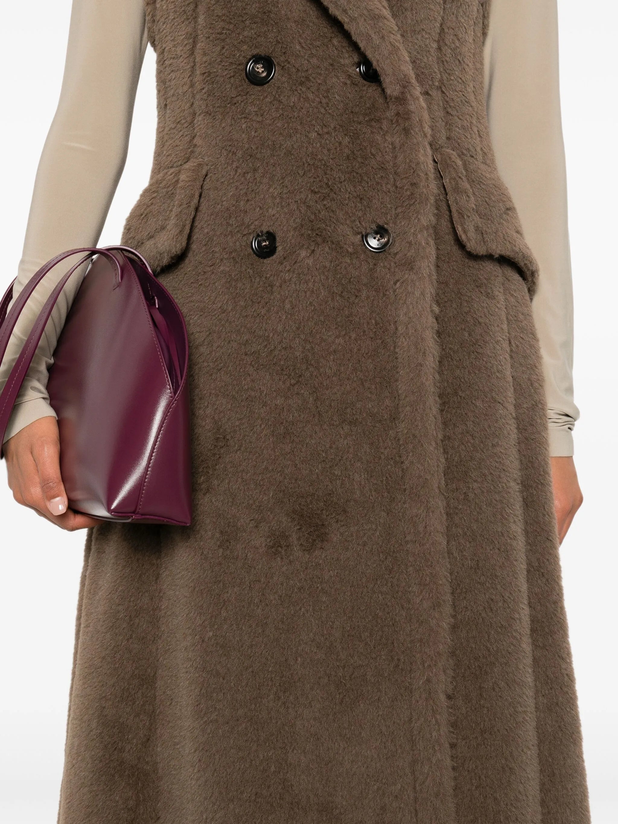 Boario double-breasted sleeveless coat