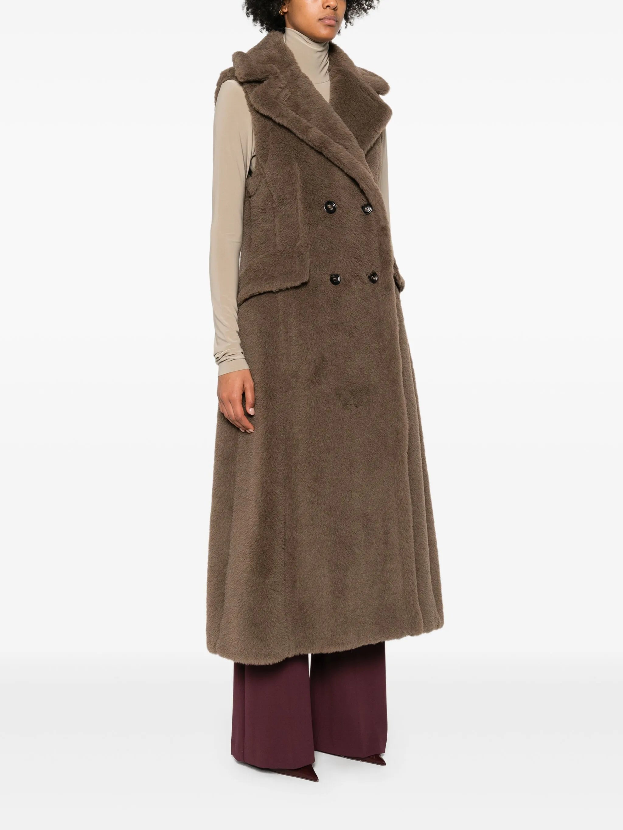 Boario double-breasted sleeveless coat