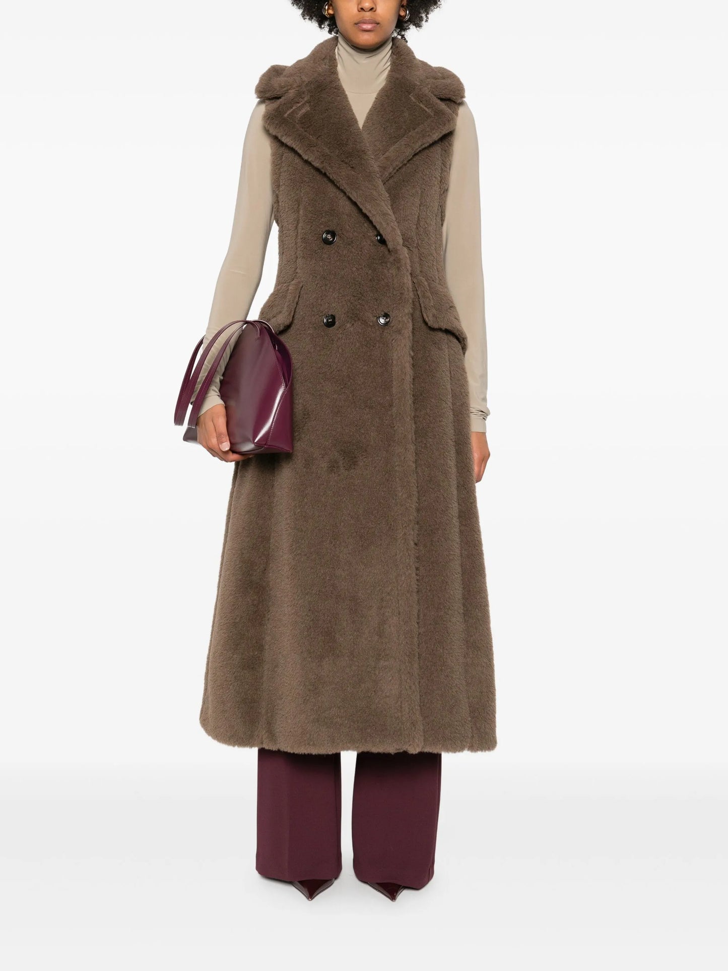 Boario double-breasted sleeveless coat