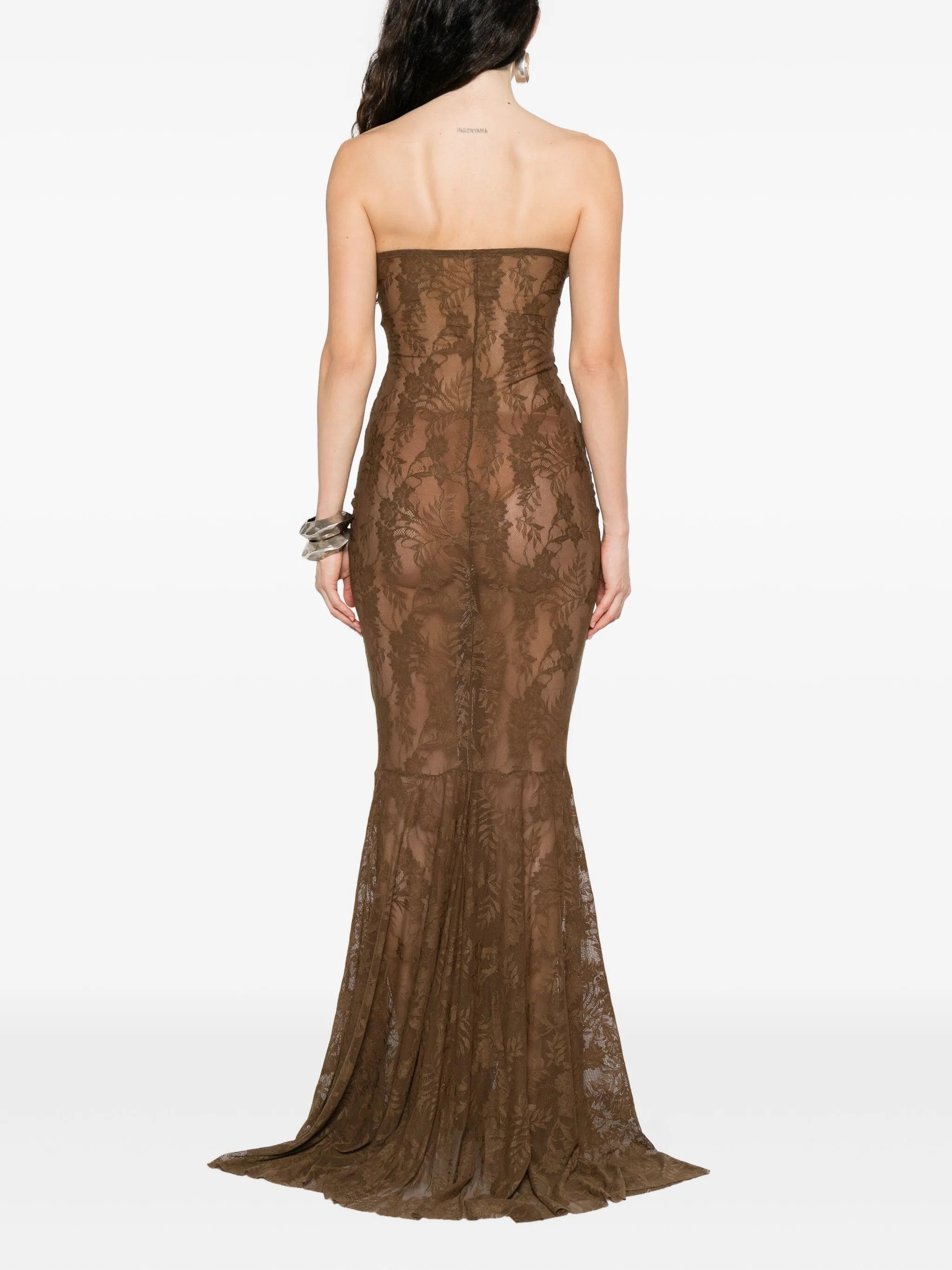 strapless fishtail maxi dress
