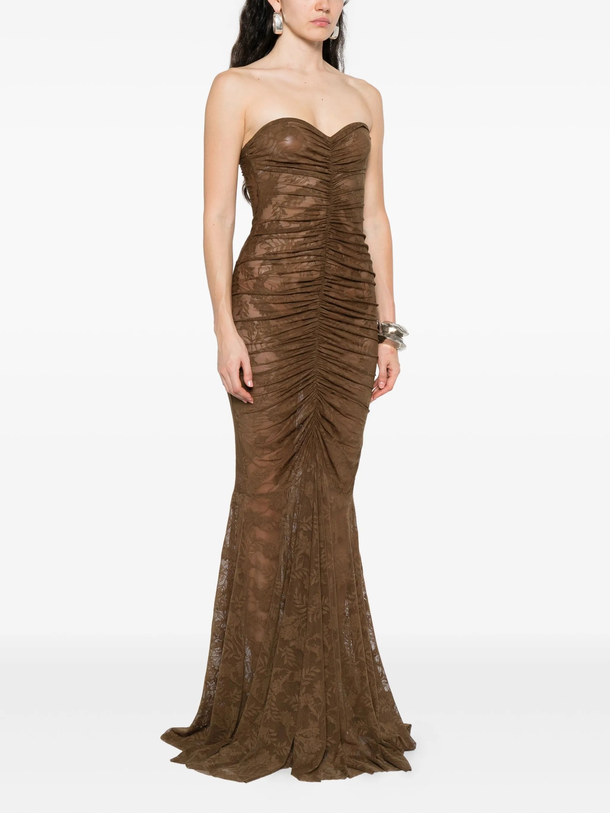strapless fishtail maxi dress