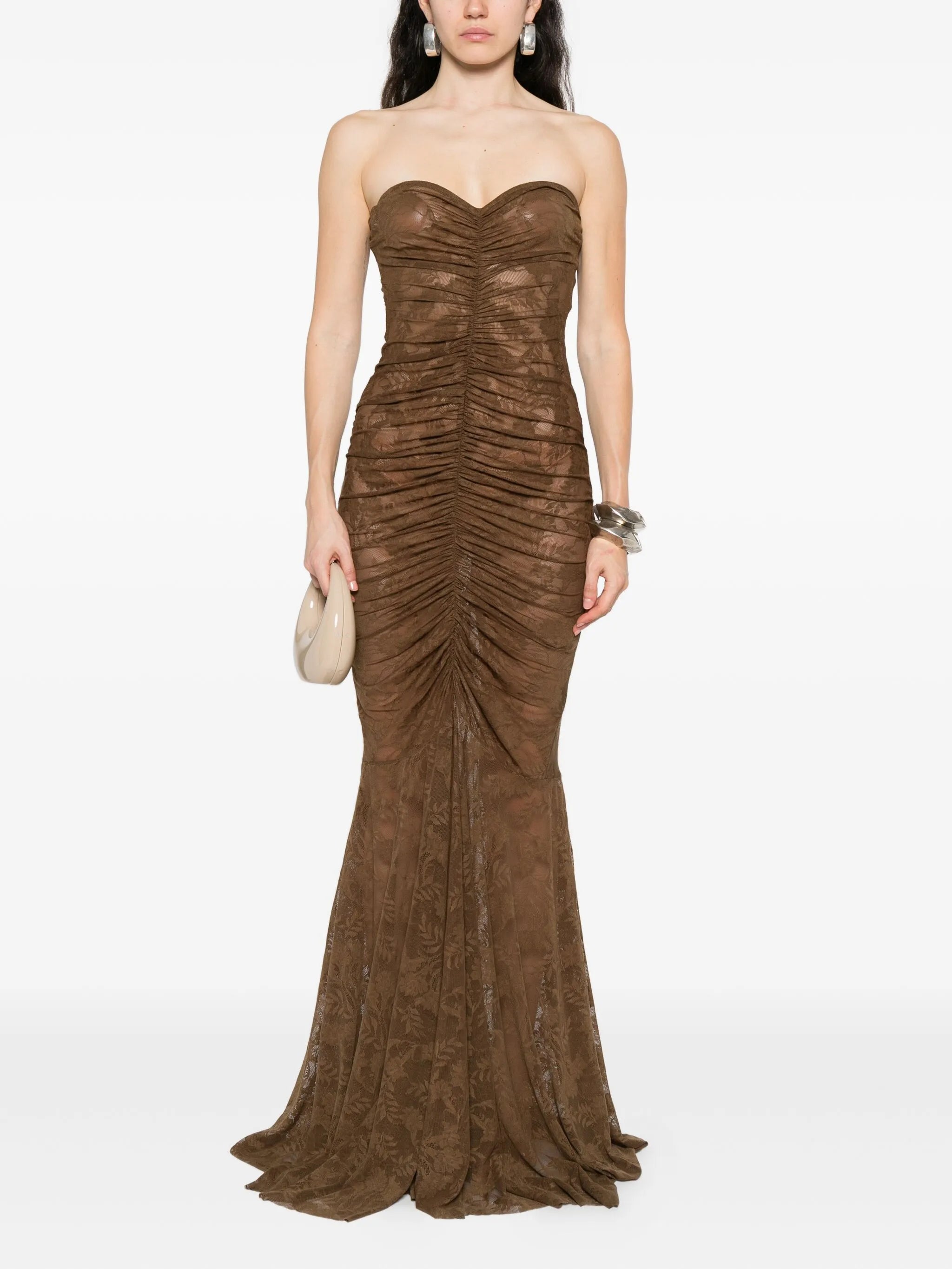 strapless fishtail maxi dress