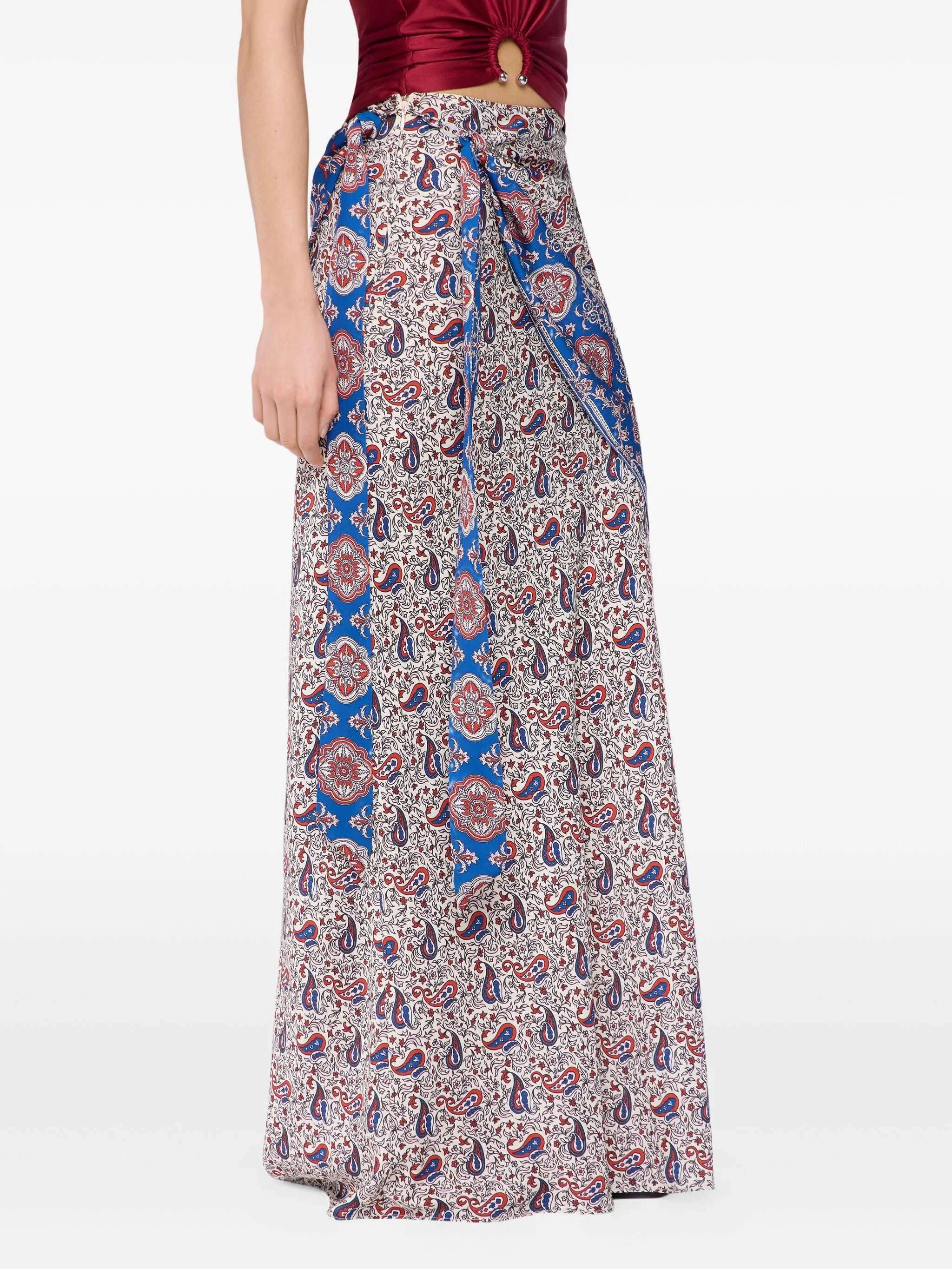 paisley-print wrap skirt