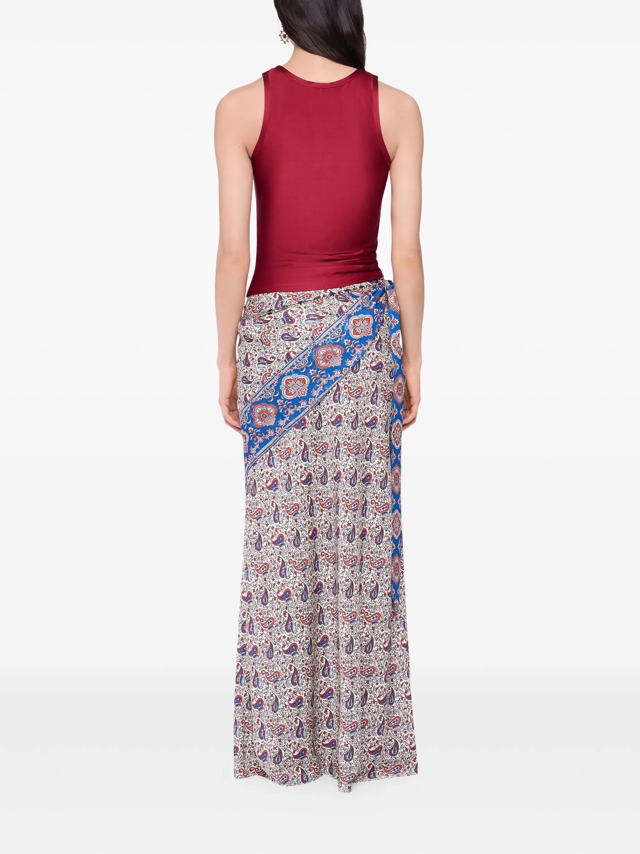 paisley-print wrap skirt