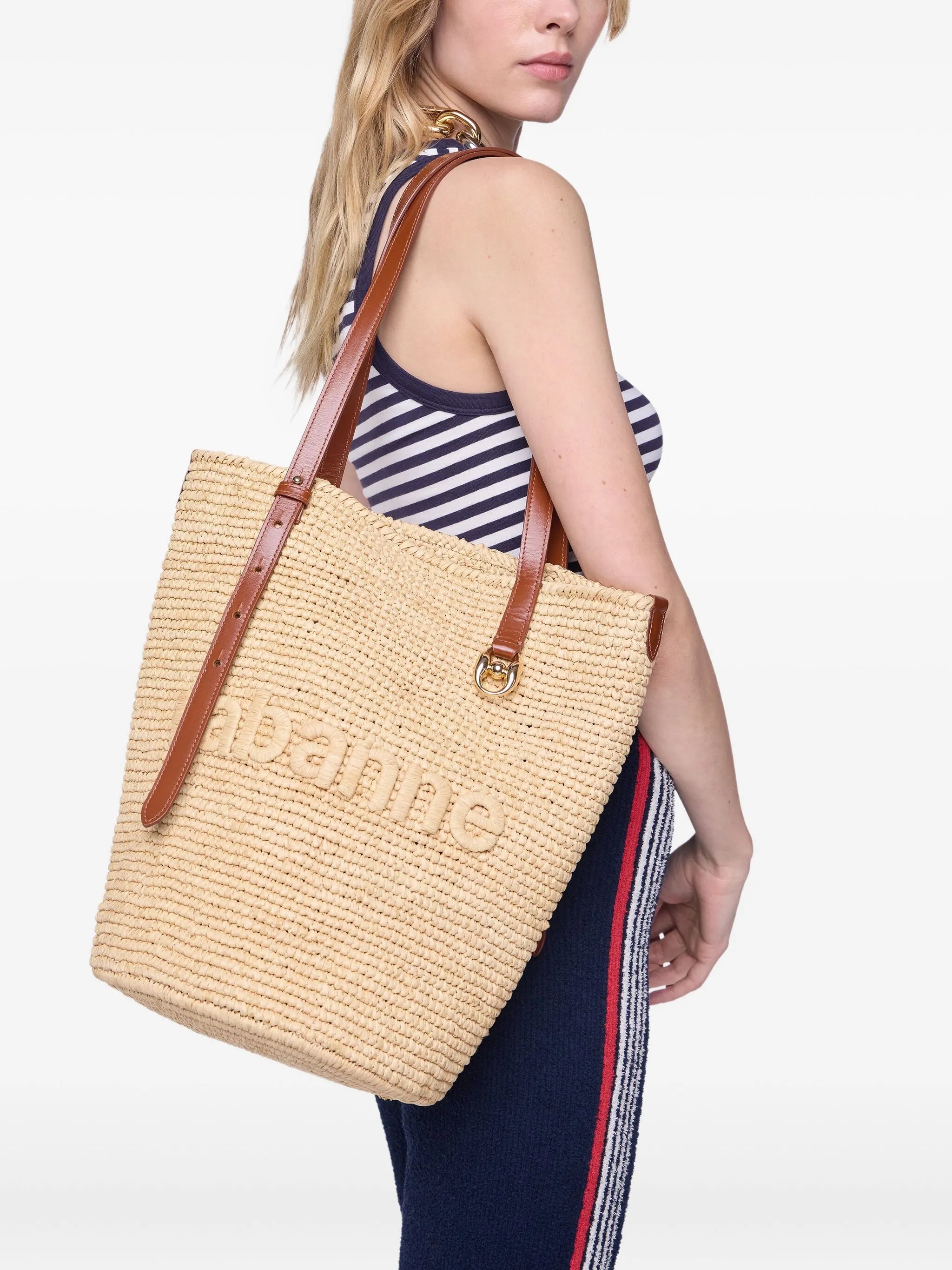 woven raffia tote bag