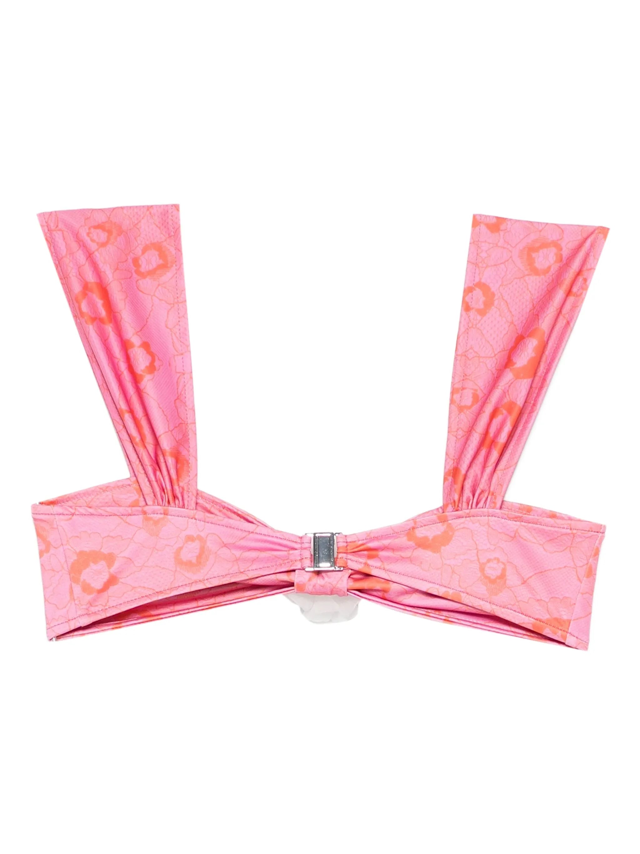floral-appliqué bikini top