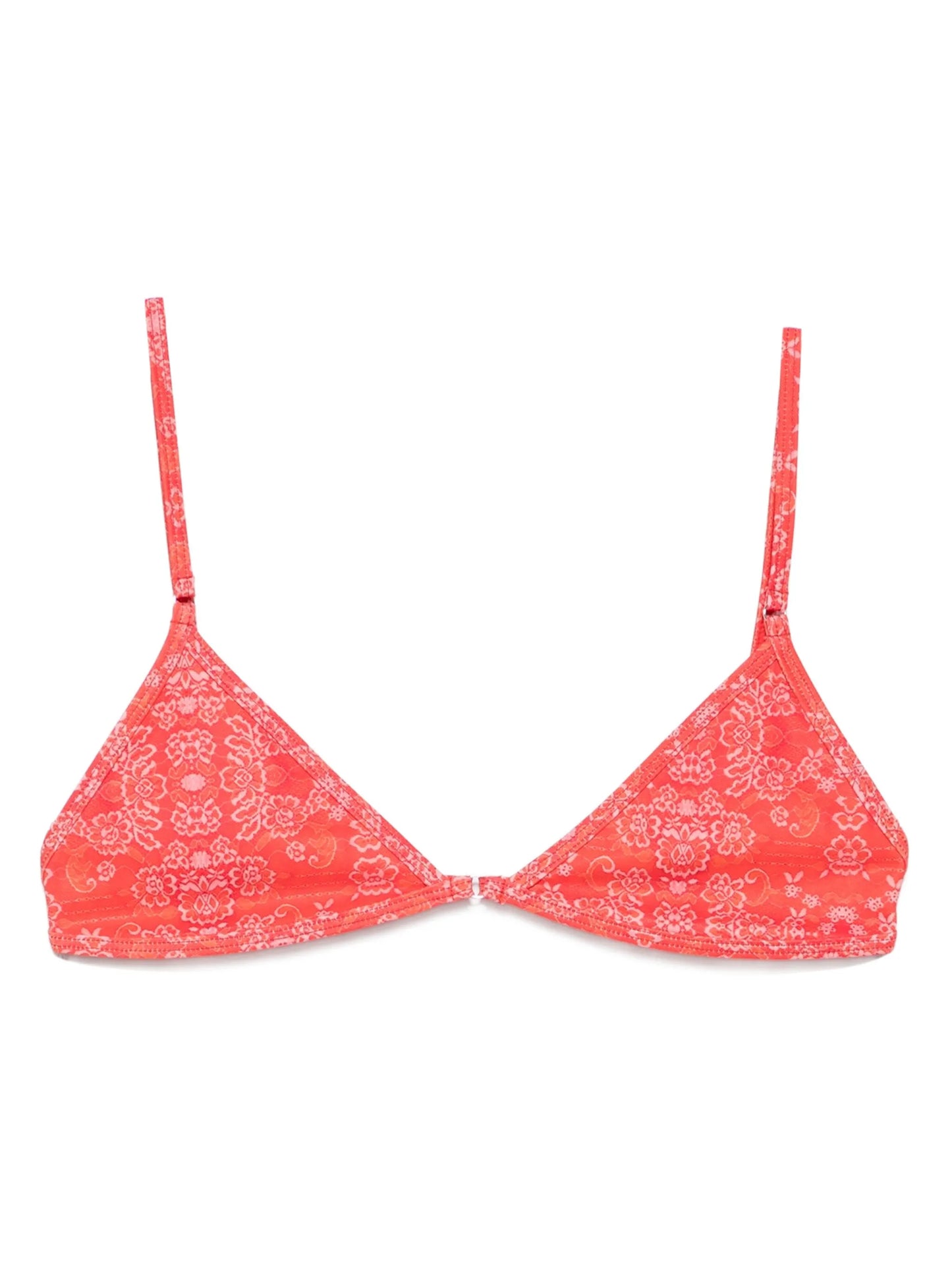 floral-print triangle bikini top